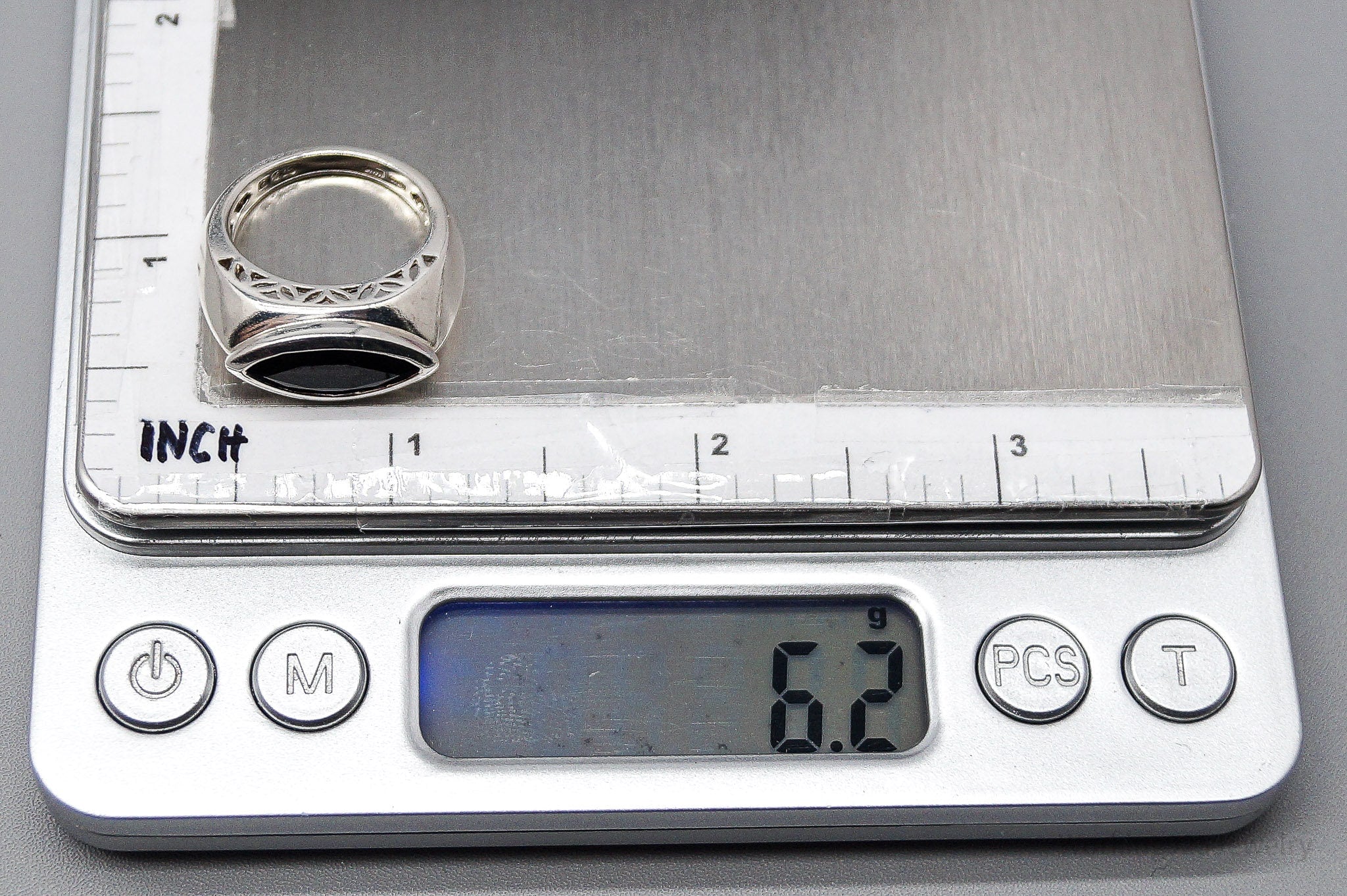 Vintage Black Onyx Sterling Silver Ring - Size 6