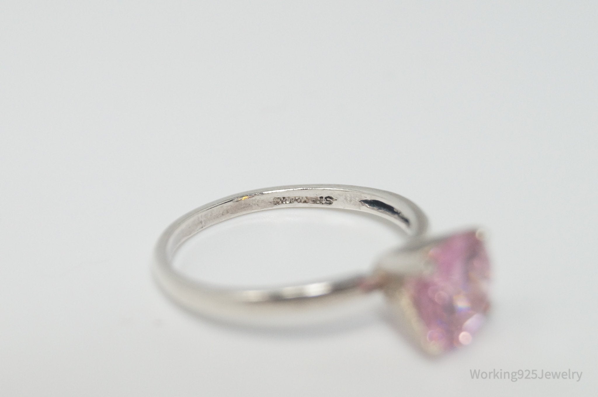 Vintage Man-made Pink Topaz Sterling Silver Ring - Sz 6.75