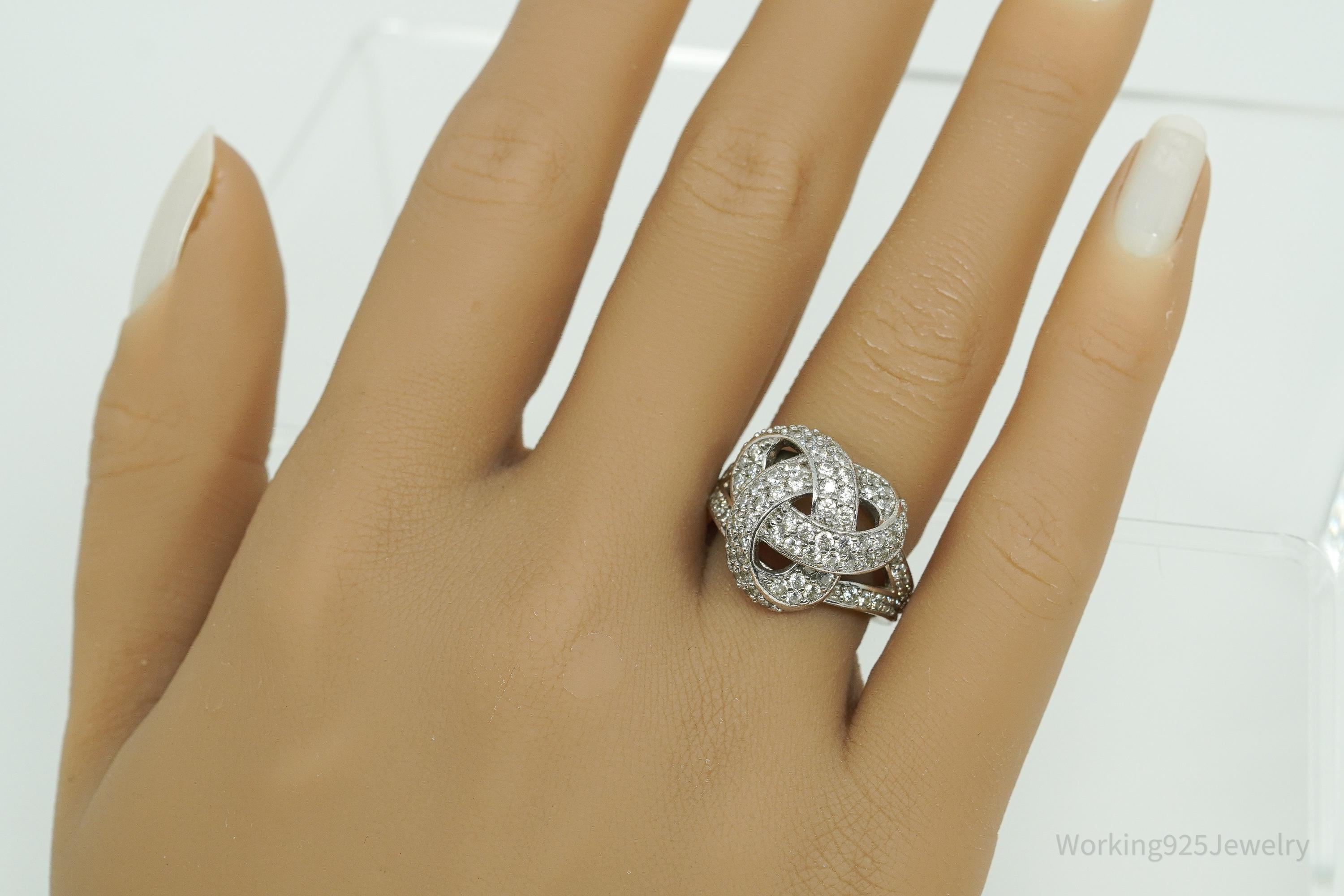 Vintage Jean Dousset Cubic Zirconia Sterling Silver Ring - Size 7