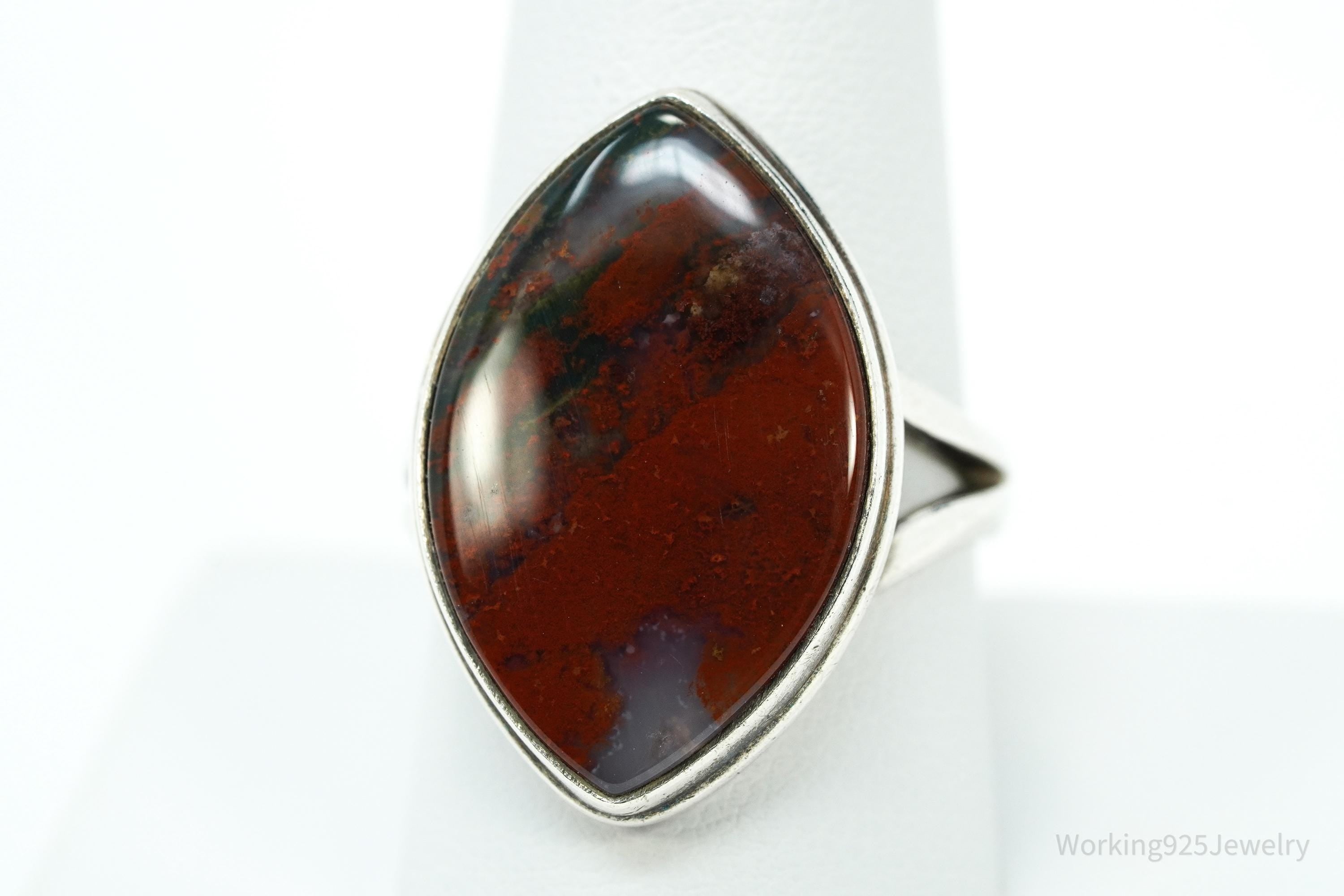 Vintage Agate Sterling Silver Ring - Size 9.75