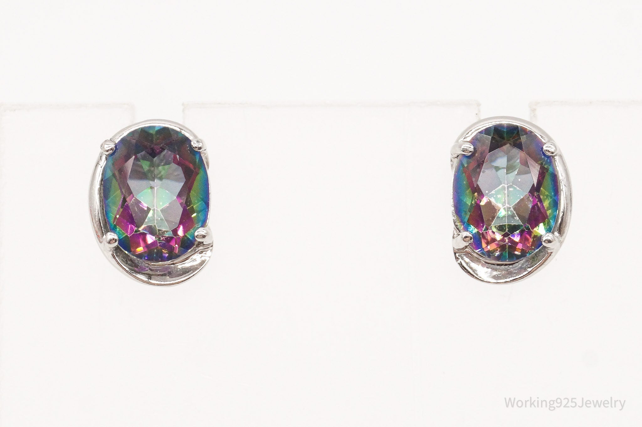 Vintage Mystic Topaz Sterling Silver Stud Post Earrings