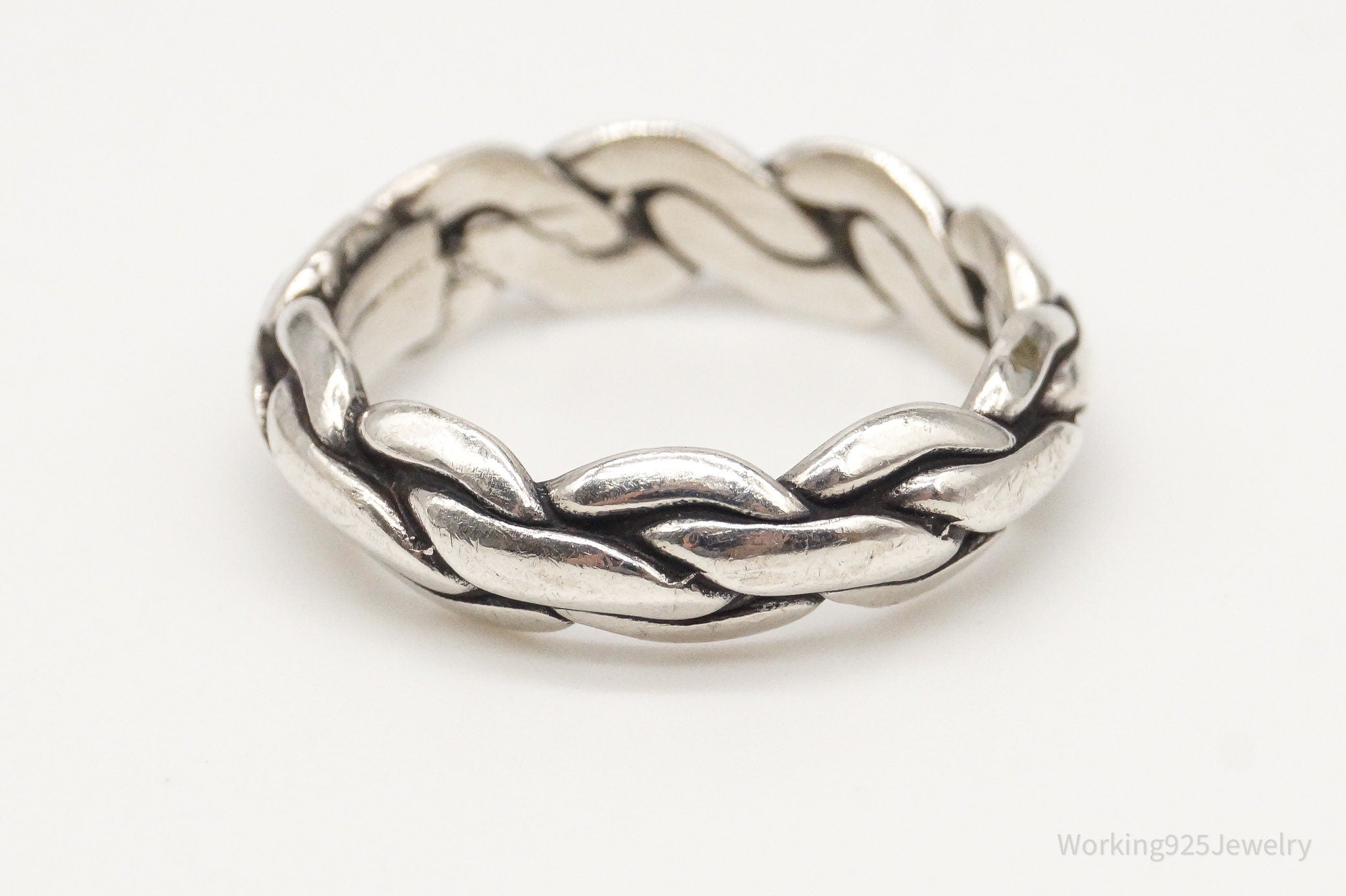 Vintage WM Co Chain Link Modernist Style Sterling Silver Ring - Size 5.75