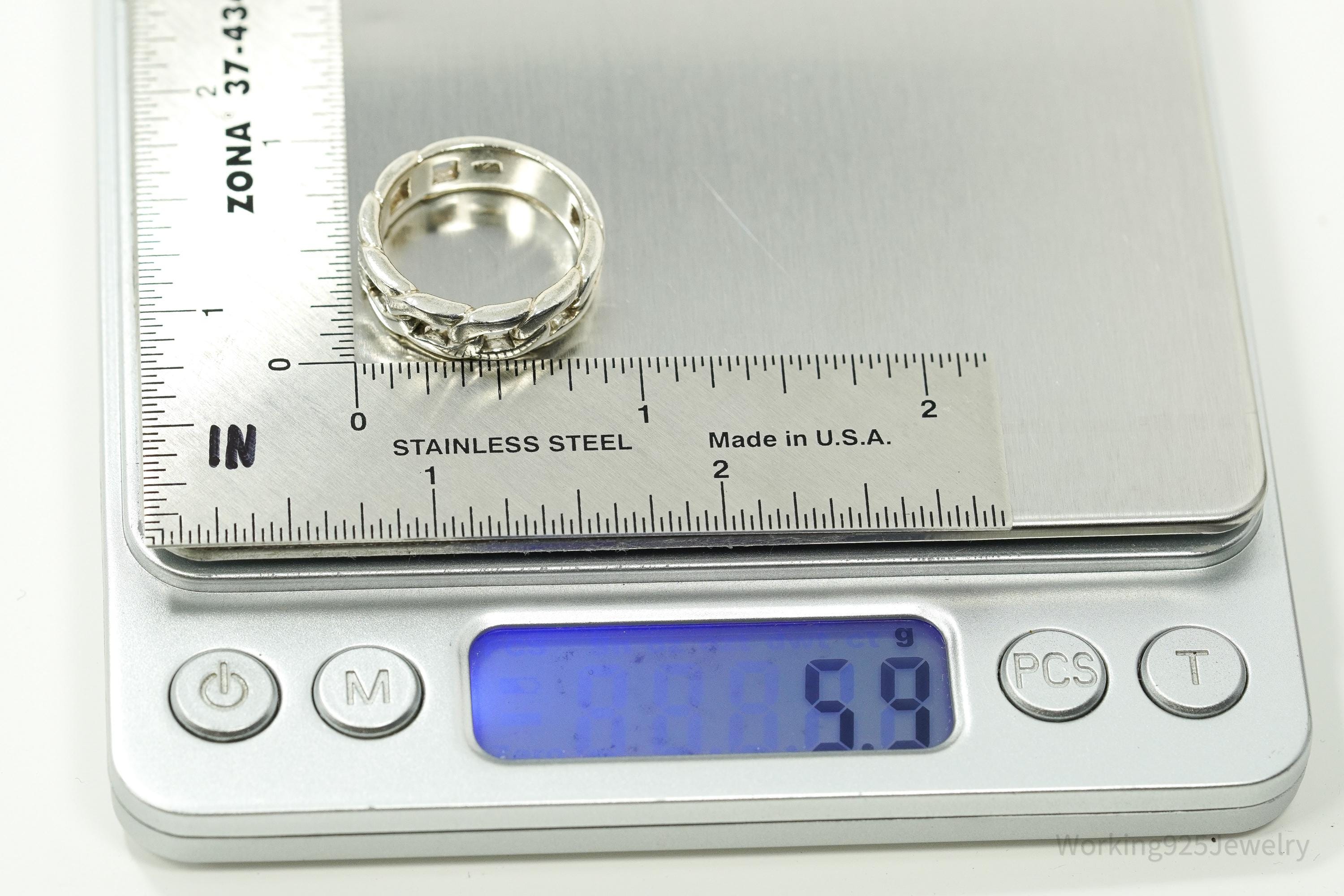 Vintage Chainlink Sterling Silver Ring - Size 8