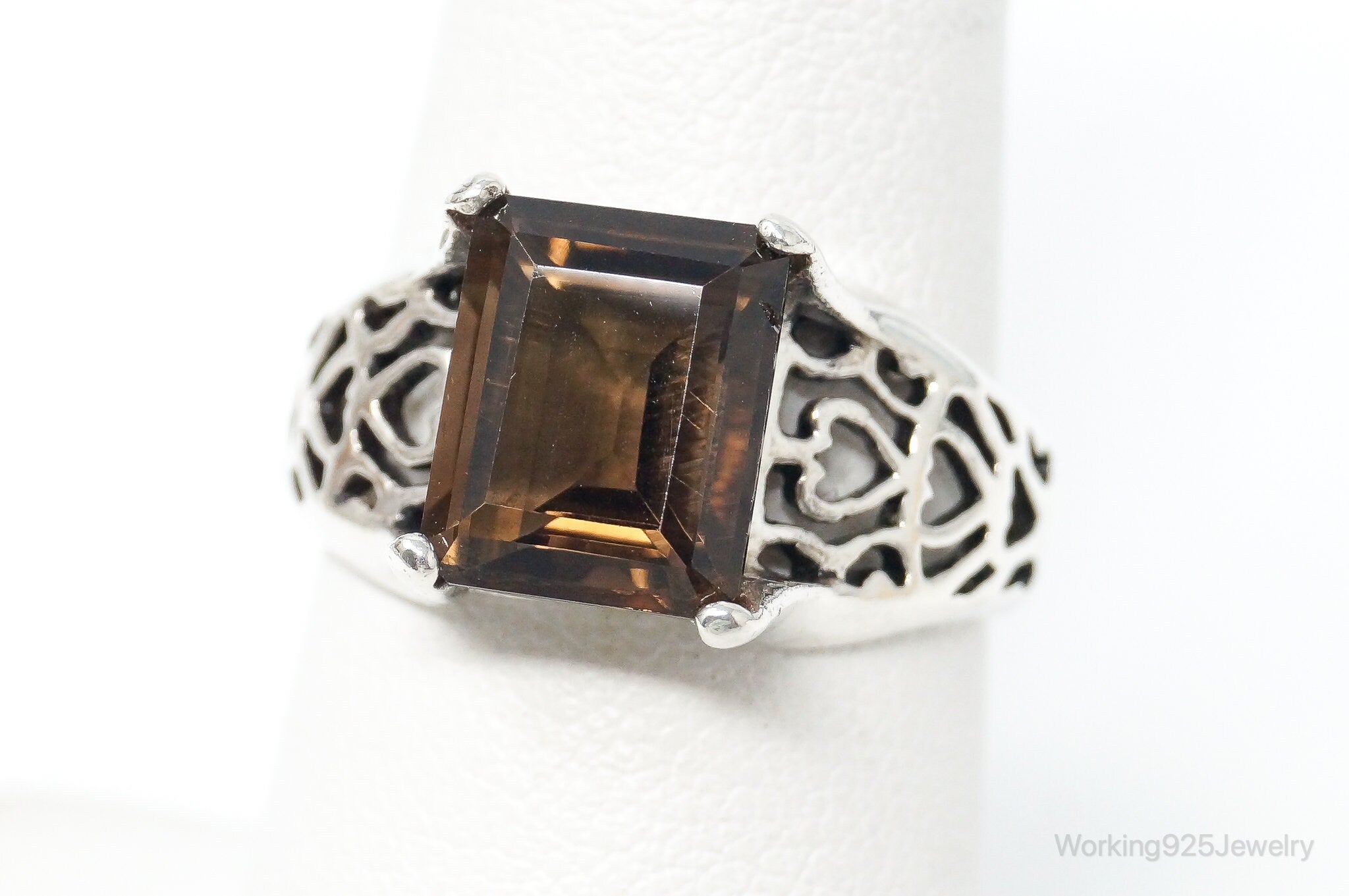 Vintage Smoky Topaz Sterling Silver Ring - Size 7