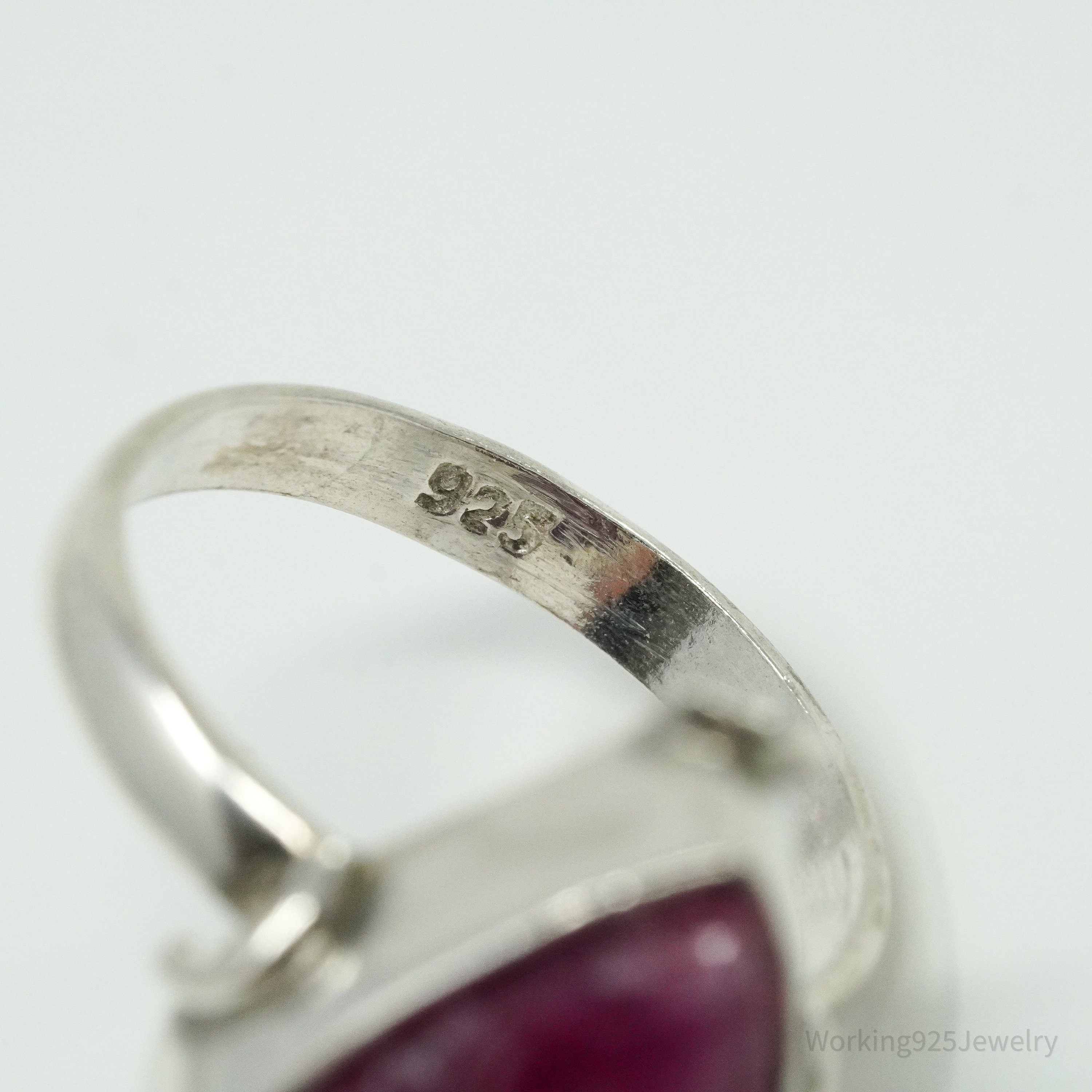 Vintage Natural Ruby Sterling Silver Ring - Size 8.25