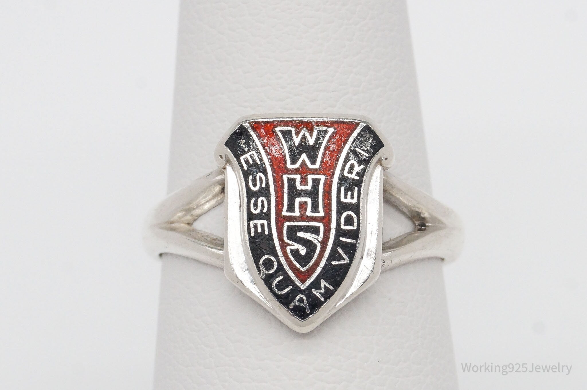 RARE Antique Vintage WHS Sterling Silver School Ring - Size 6.25