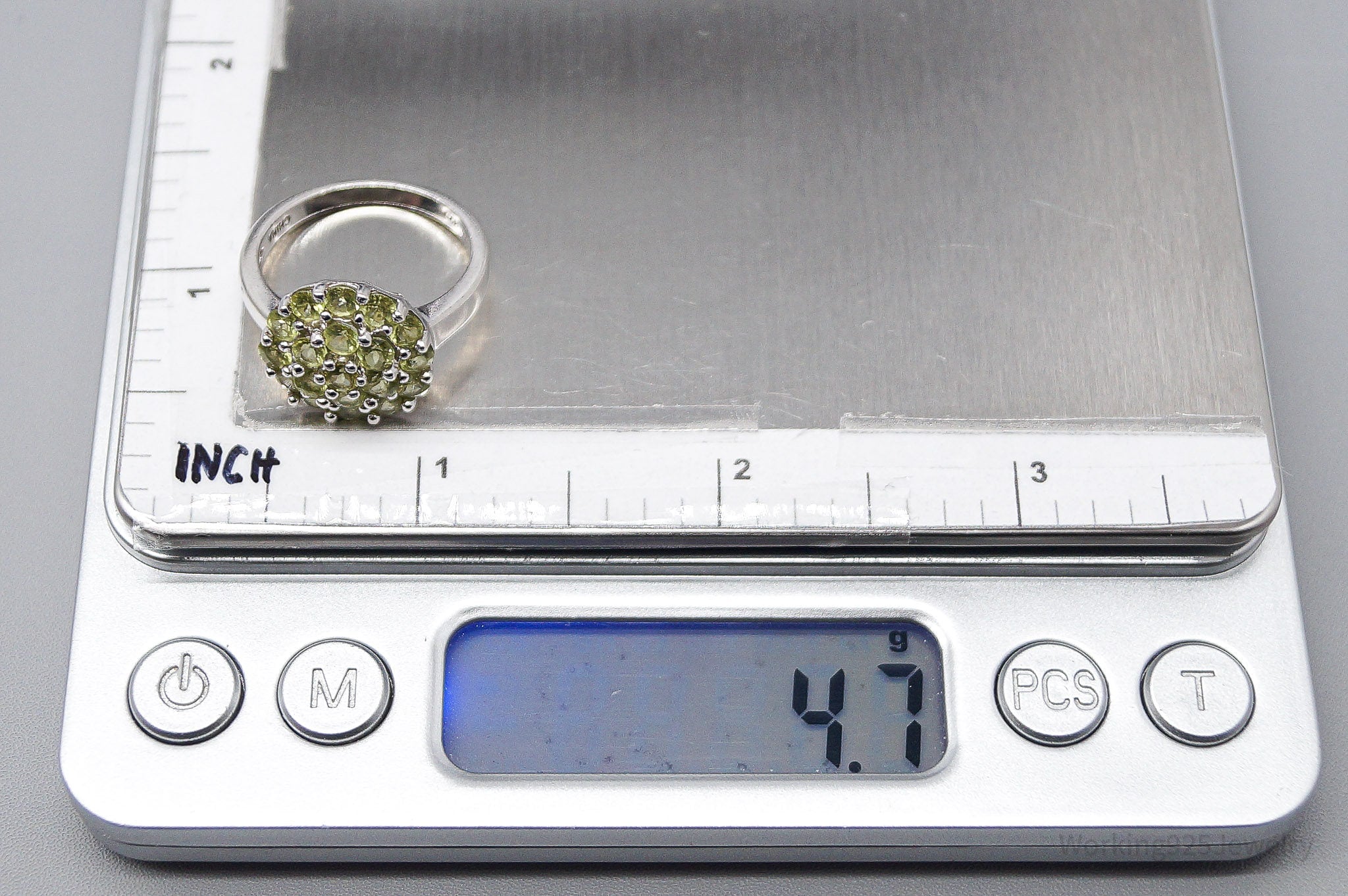 JTV HT Green Peridot Sterling Silver Ring - Size 8