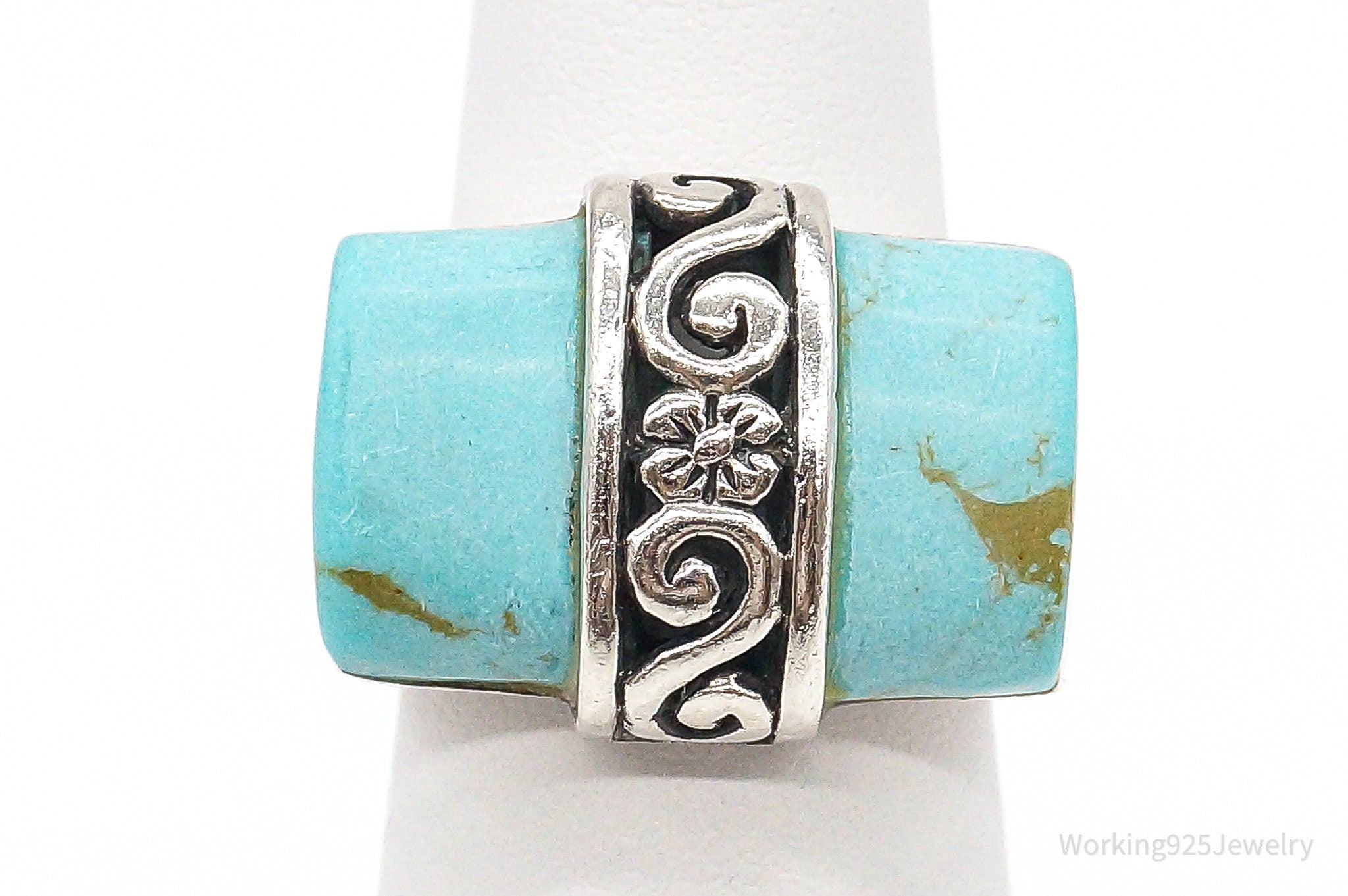 Vintage Turquoise Sterling Silver Ring - Size 5.25