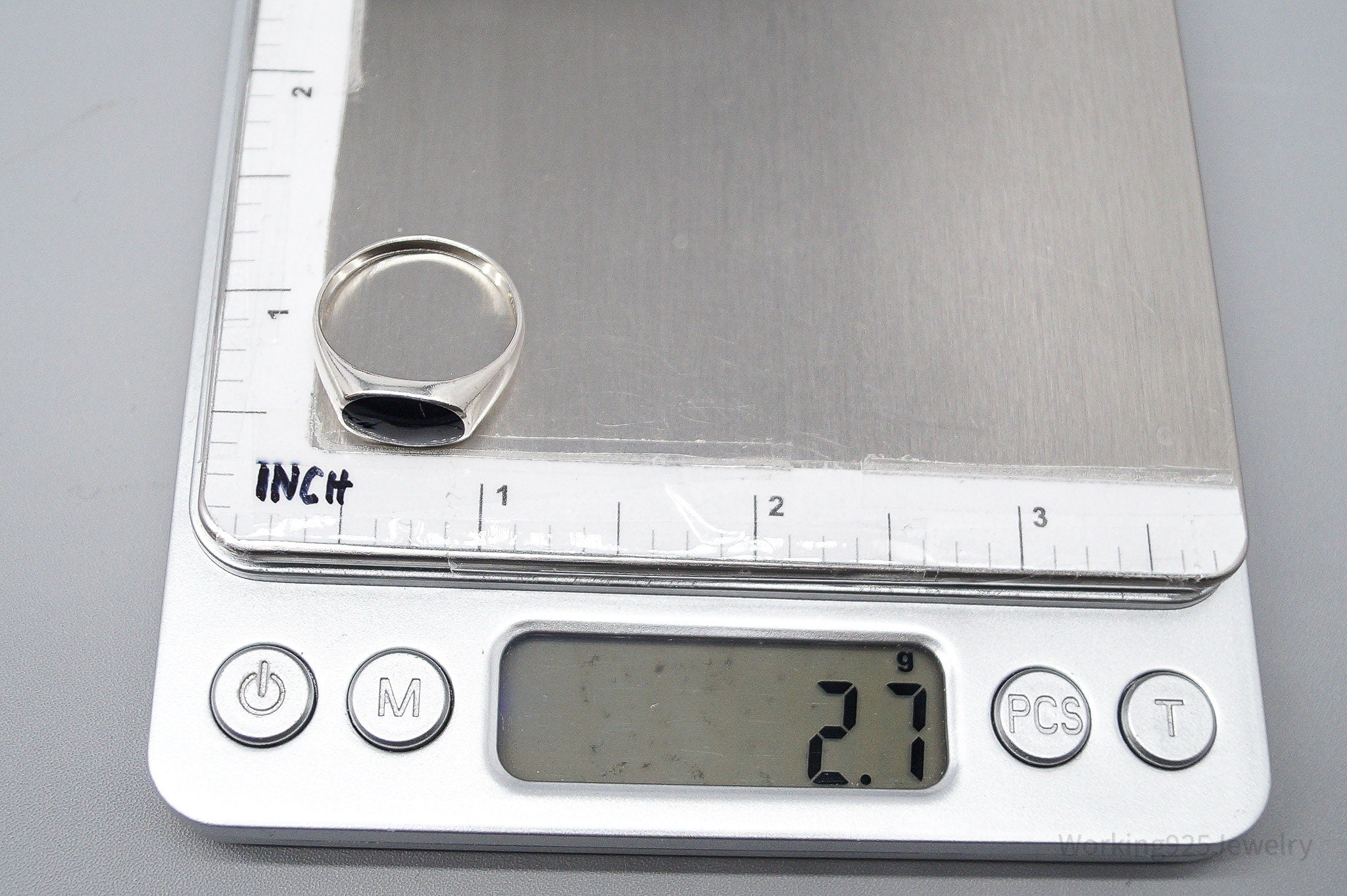 Vintage Black Onyx Sterling Silver Ring - Size 8