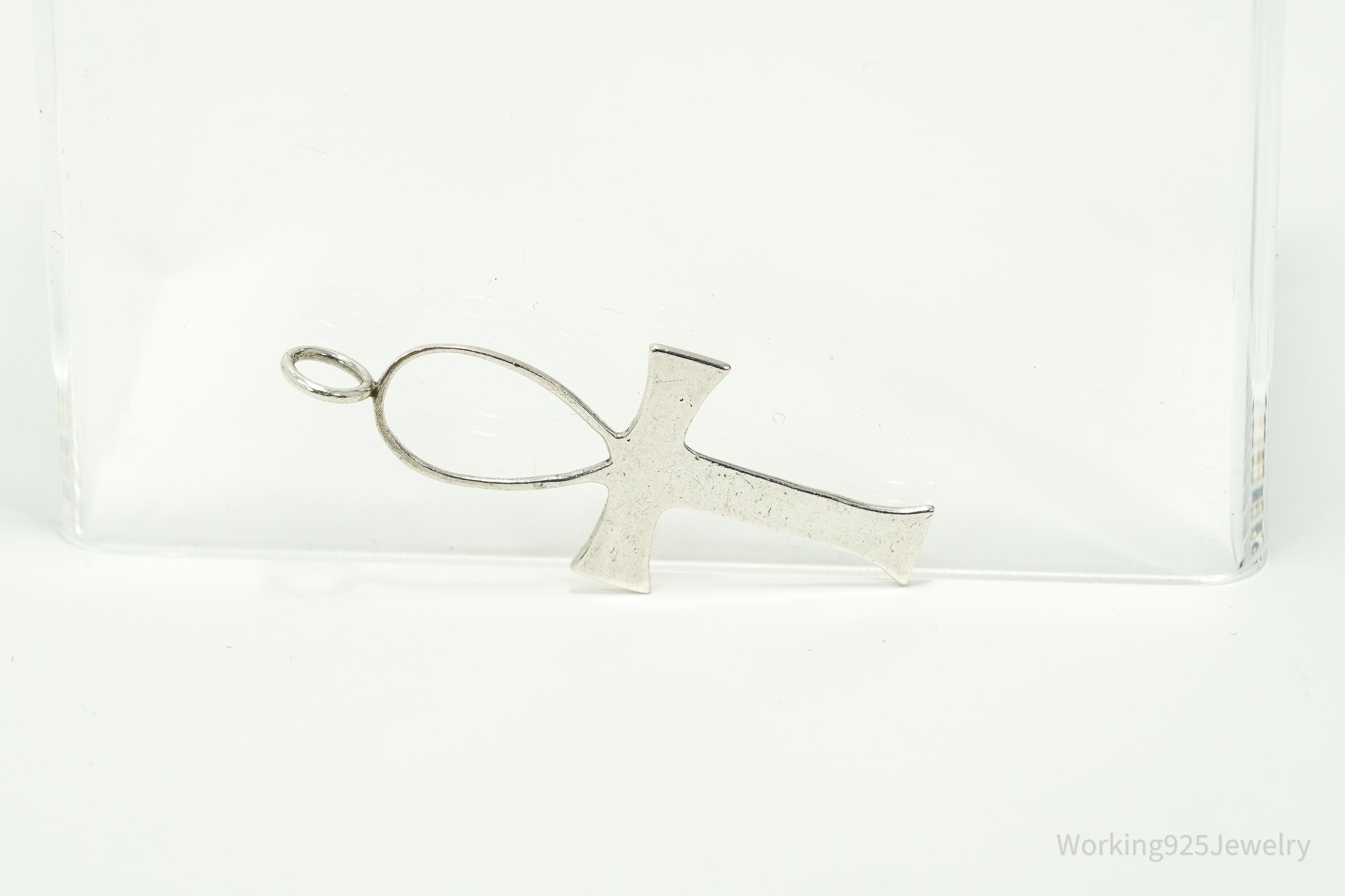 Vintage 1970 Leonore Doskow Ankh Cross Sterling Silver Pendant