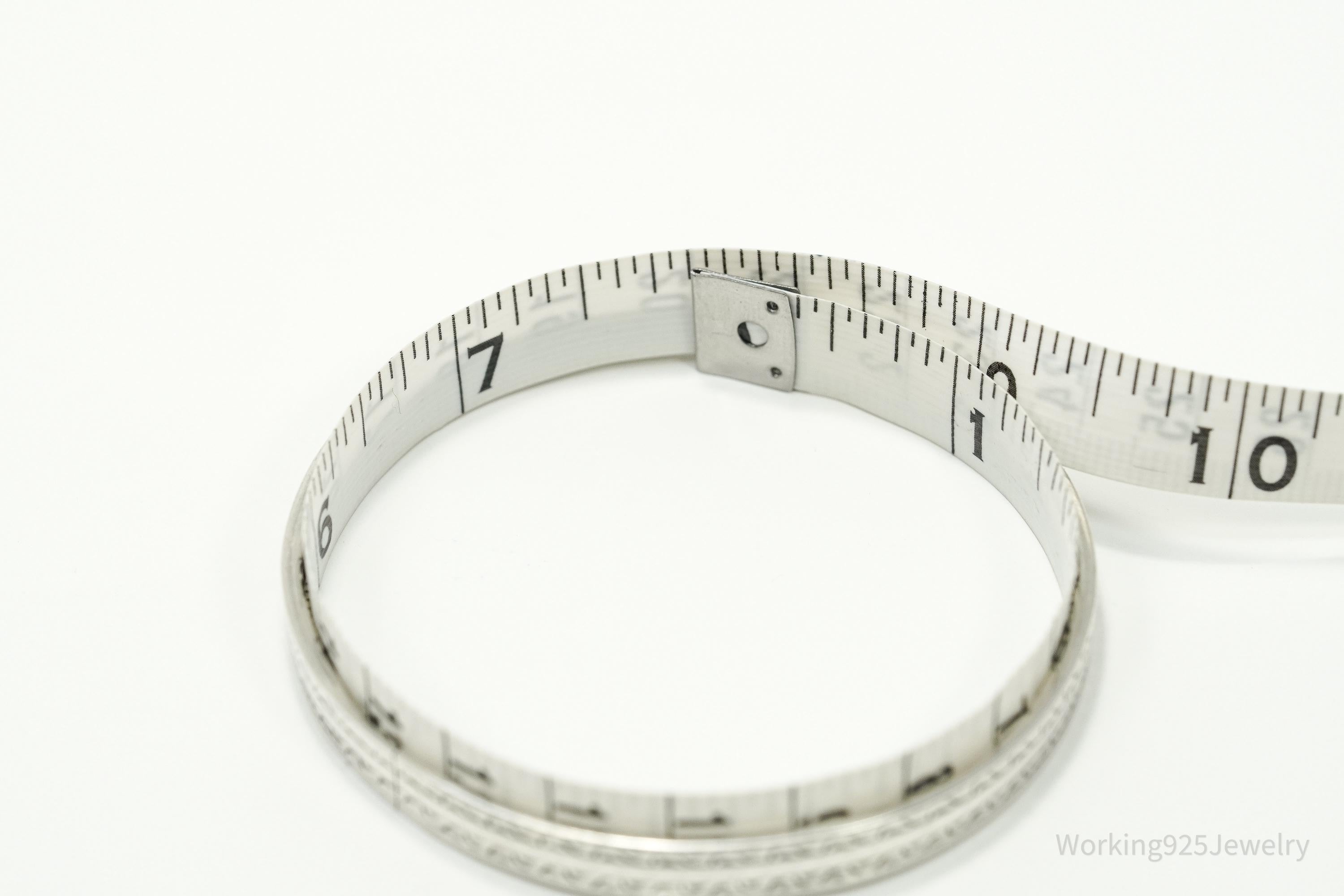 Antique Beau Art Deco Sterling Silver Bangle Bracelet 7 7/8"