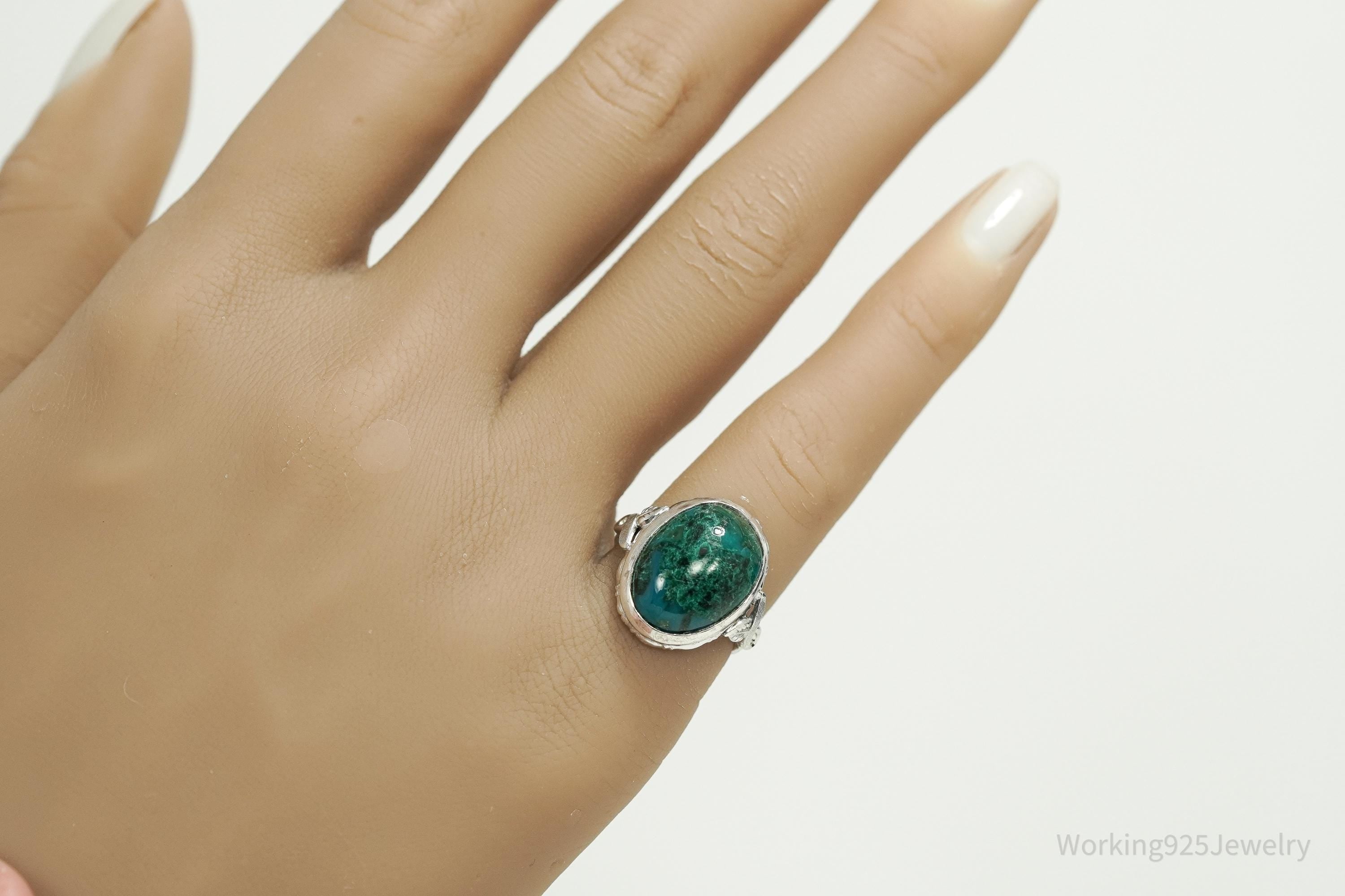 Antique Designer Clark Coombs Chrysocolla Sterling Silver Ring Size 5.5