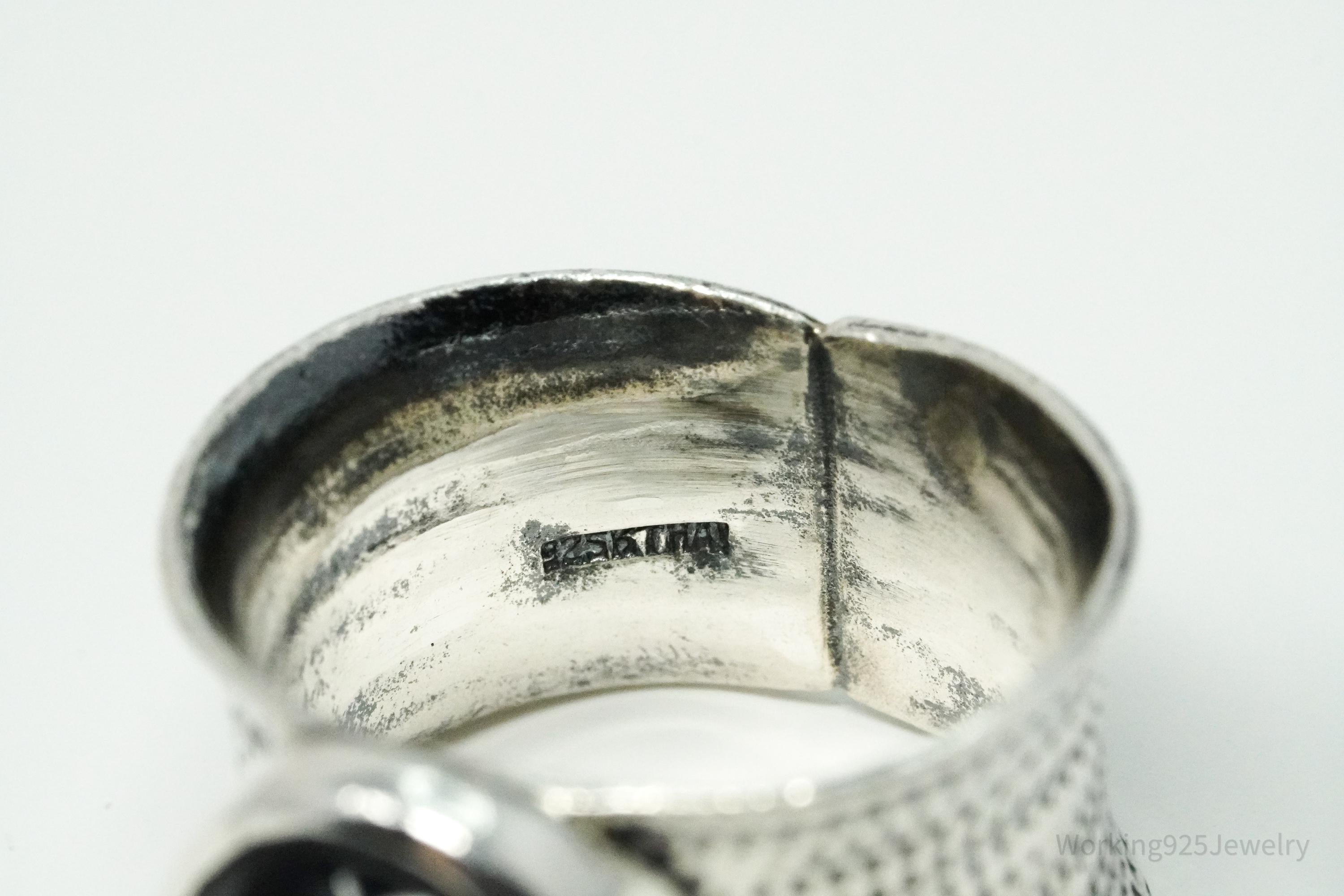 Vintage Black Onyx Sterling Silver Ring - Size 9.25