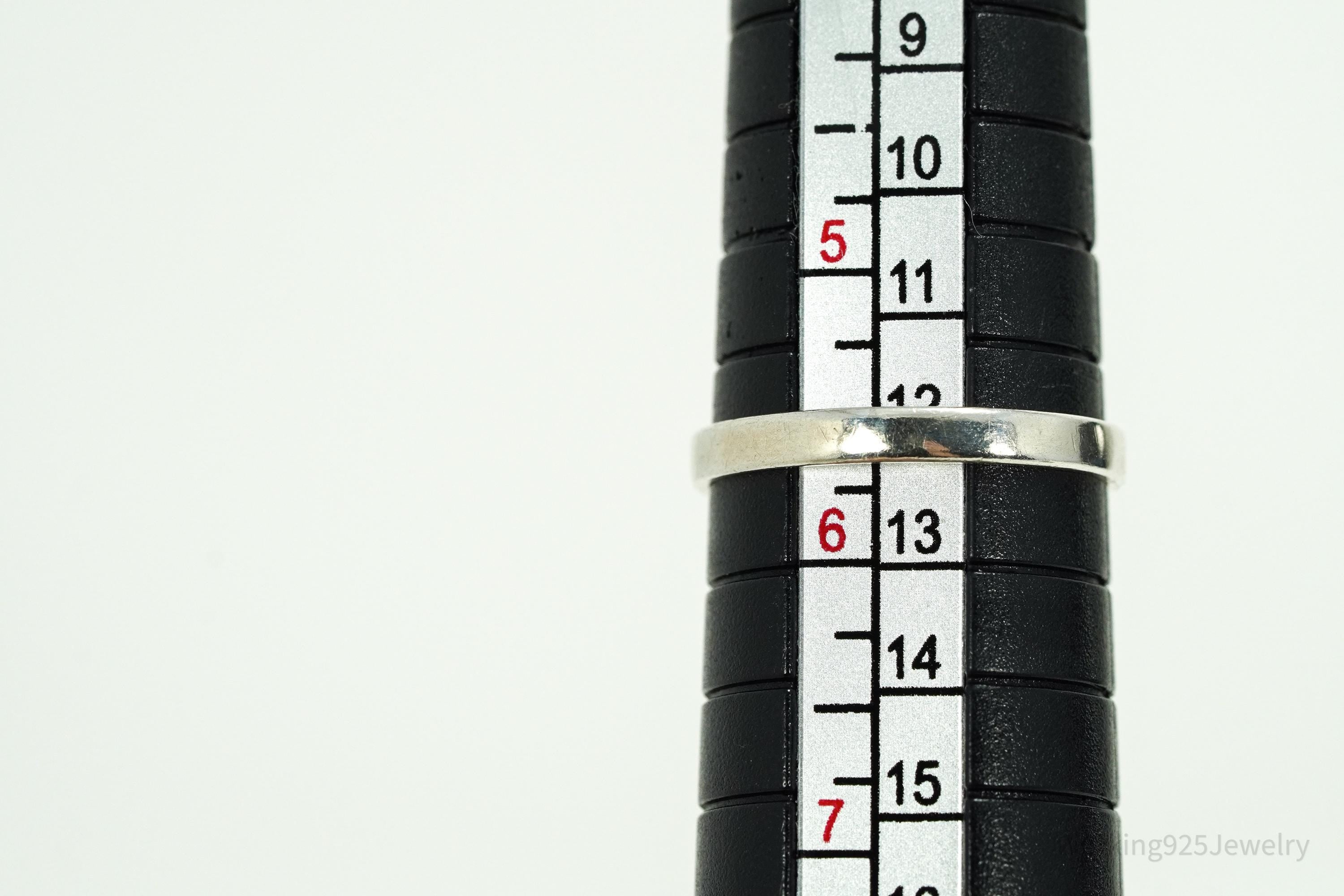 Antique Bohemian Garnet Flower Gold Wash Silver Ring - Size 5.5