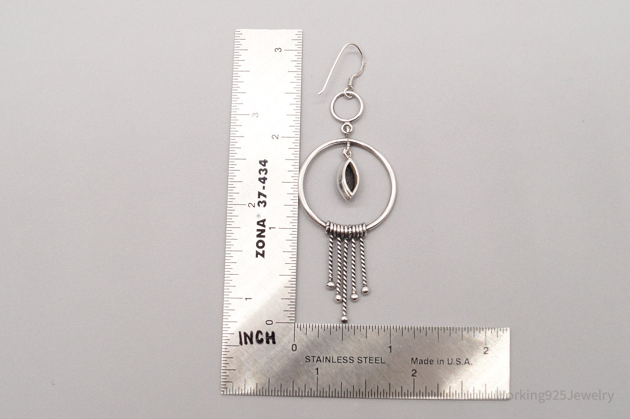 Vintage Black Onyx Sterling Silver Earrings