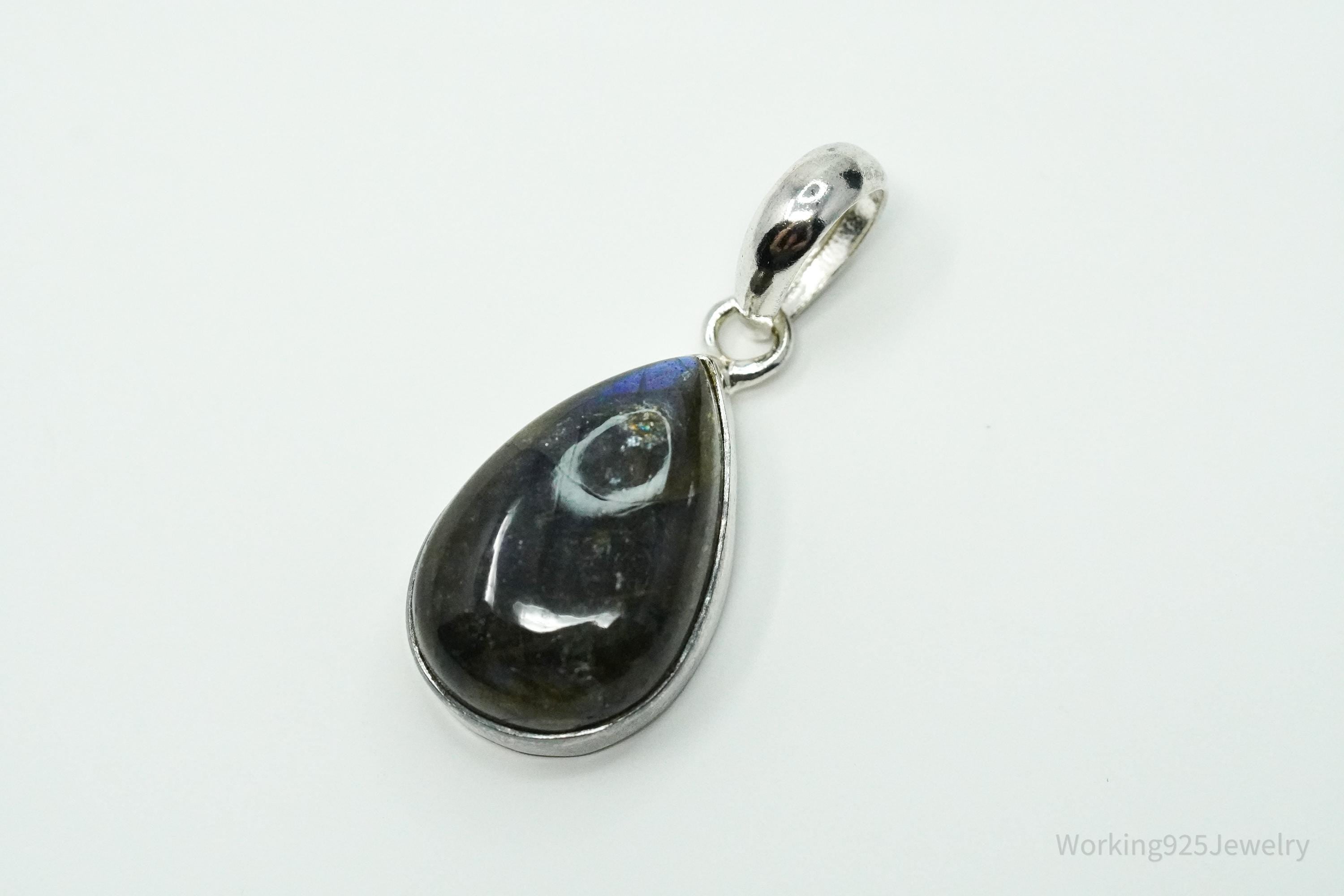 Vintage Labradorite Sterling Silver Necklace Pendant