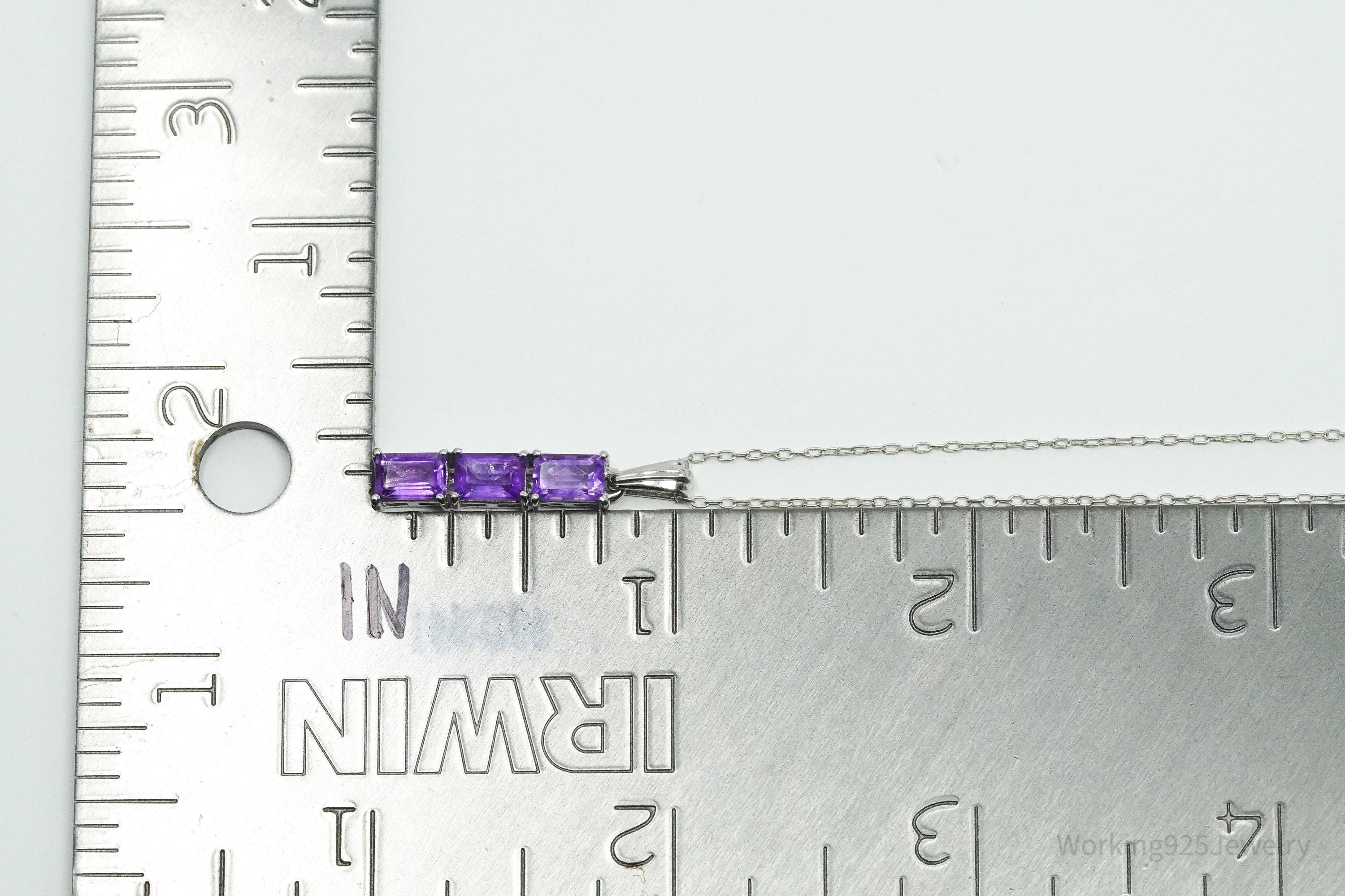 Vintage Amethyst Sterling Silver Chain Necklace 16"