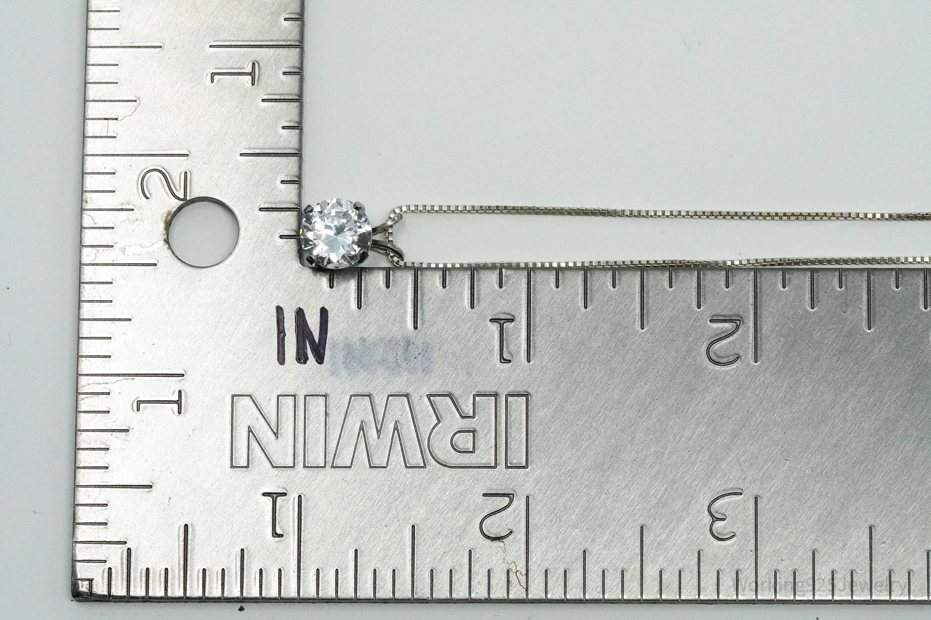 Vintage Large Cubic Zirconia Sterling Silver Necklace 16"