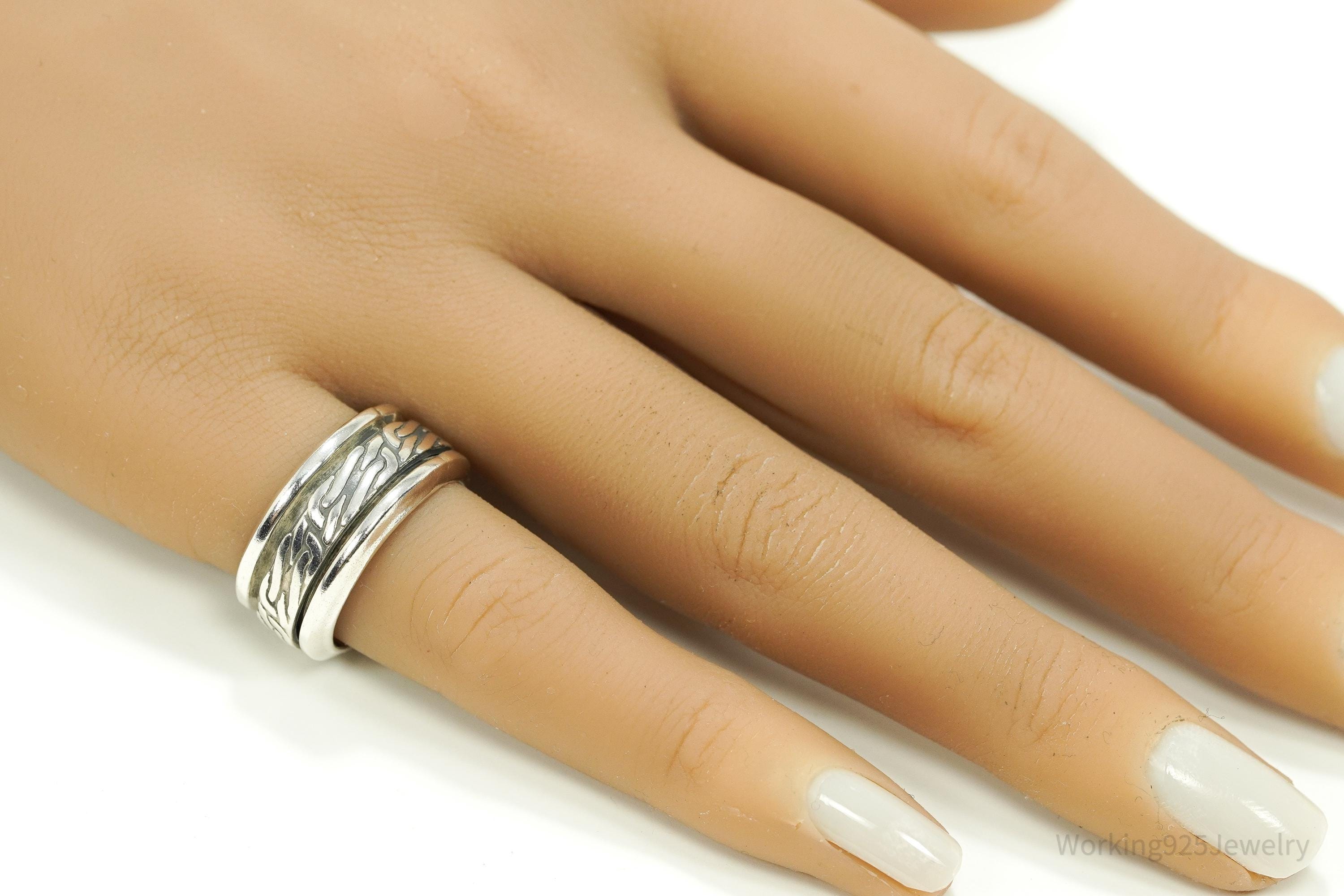 Vintage Celtic Knots Pattern Sterling Silver Spinner Band Ring - Size 6.5