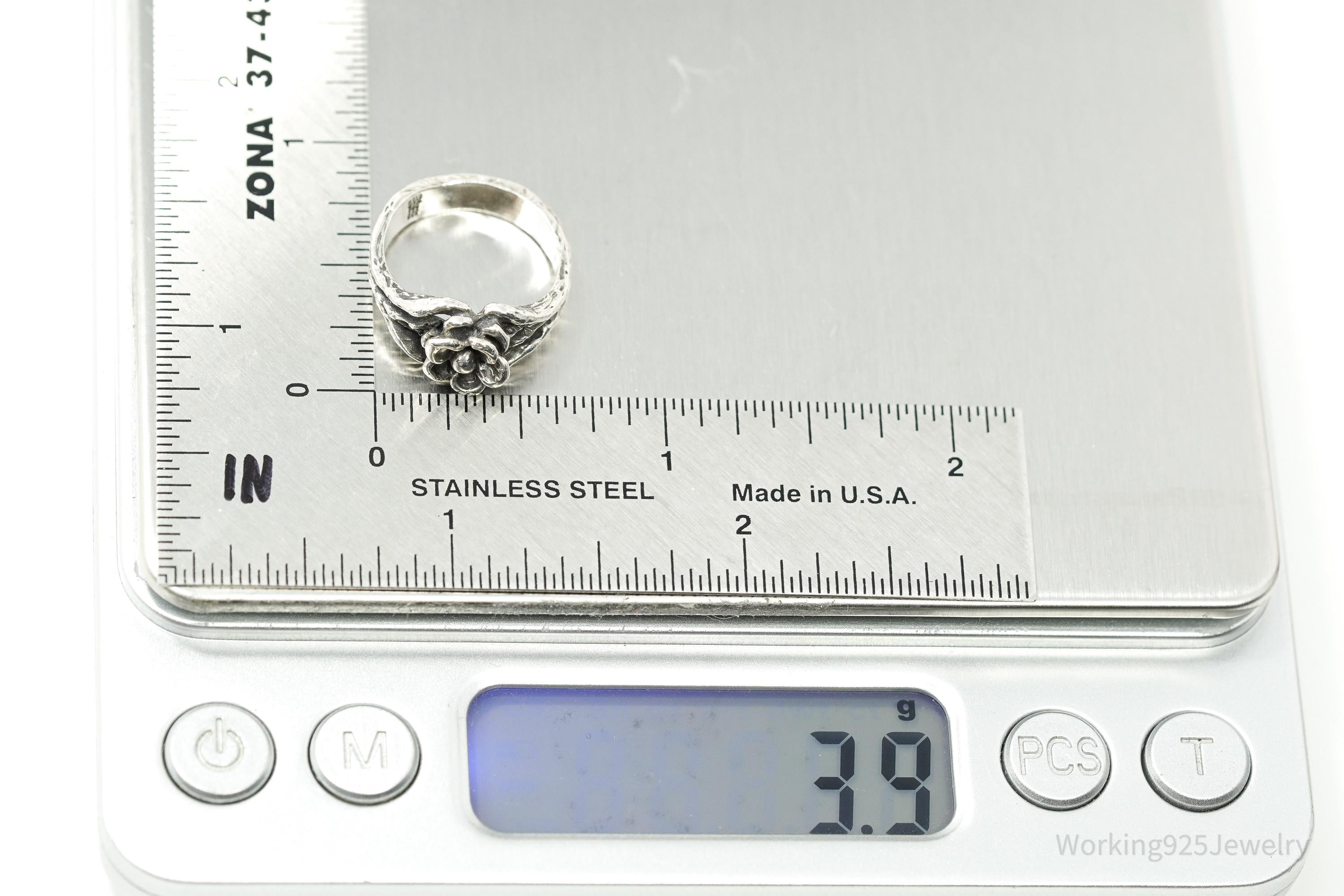 RARE Vintage JAMES AVERY Retired Flower Sterling Silver Ring Size 4.25