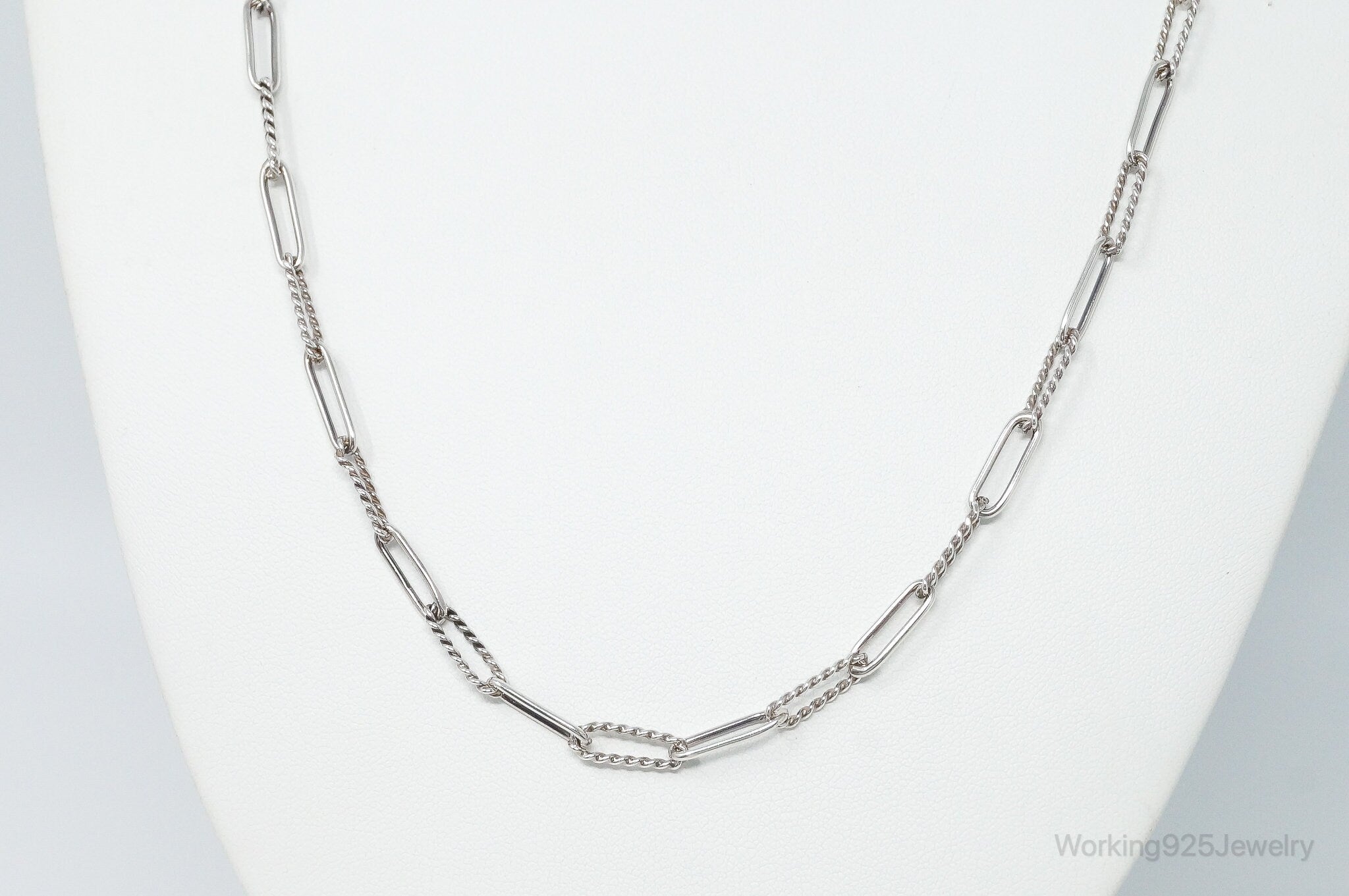 Vintage Modernist Link Sterling Silver Chain Necklace