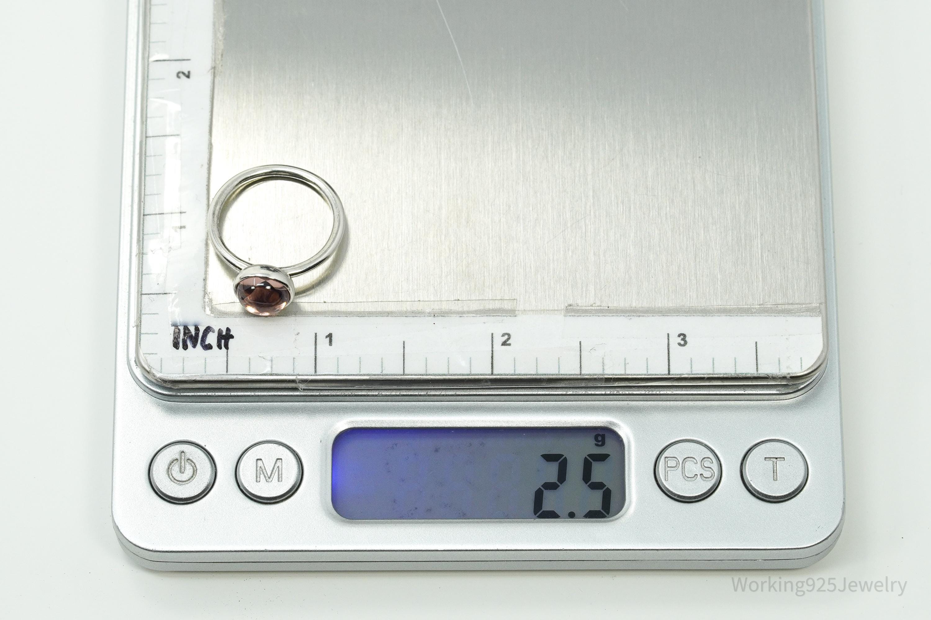 Pandora Retired Blush Pink Crystal Sterling Silver Ring - Size 6