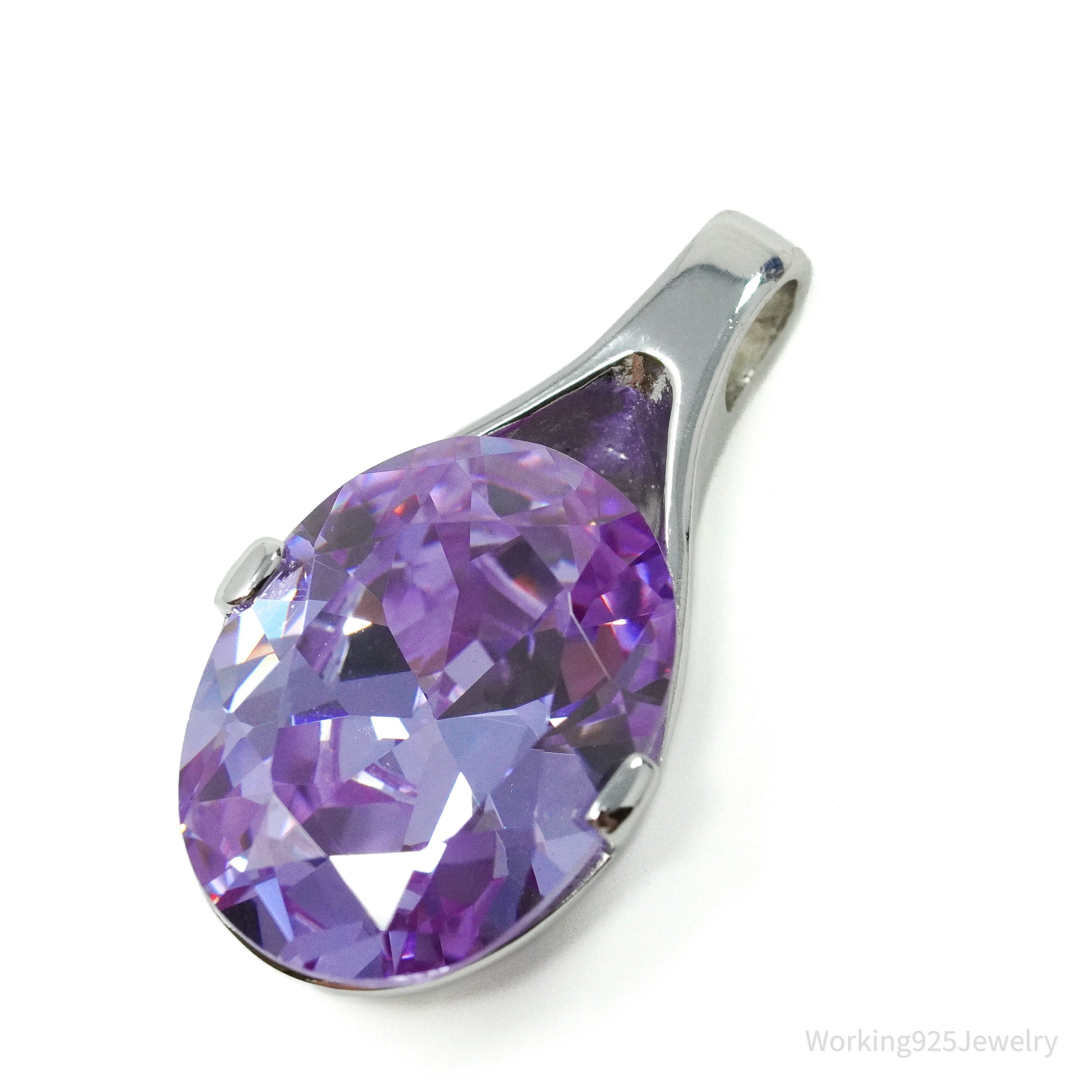 Vintage Purple Cubic Zirconia Sterling Silver Pendant