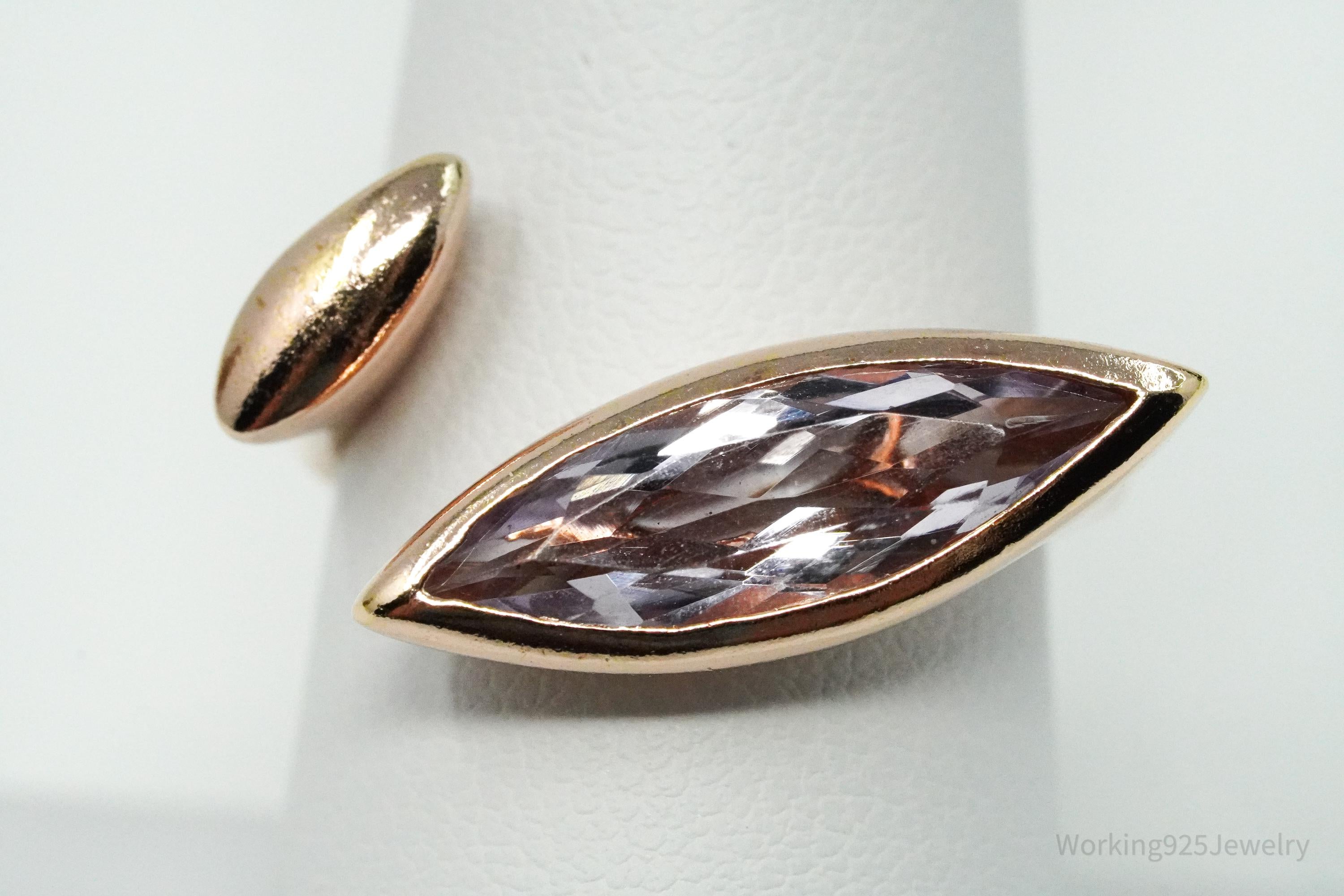 Vintage Amethyst Rose Gold Vermeil Sterling Silver Ring - Size 8