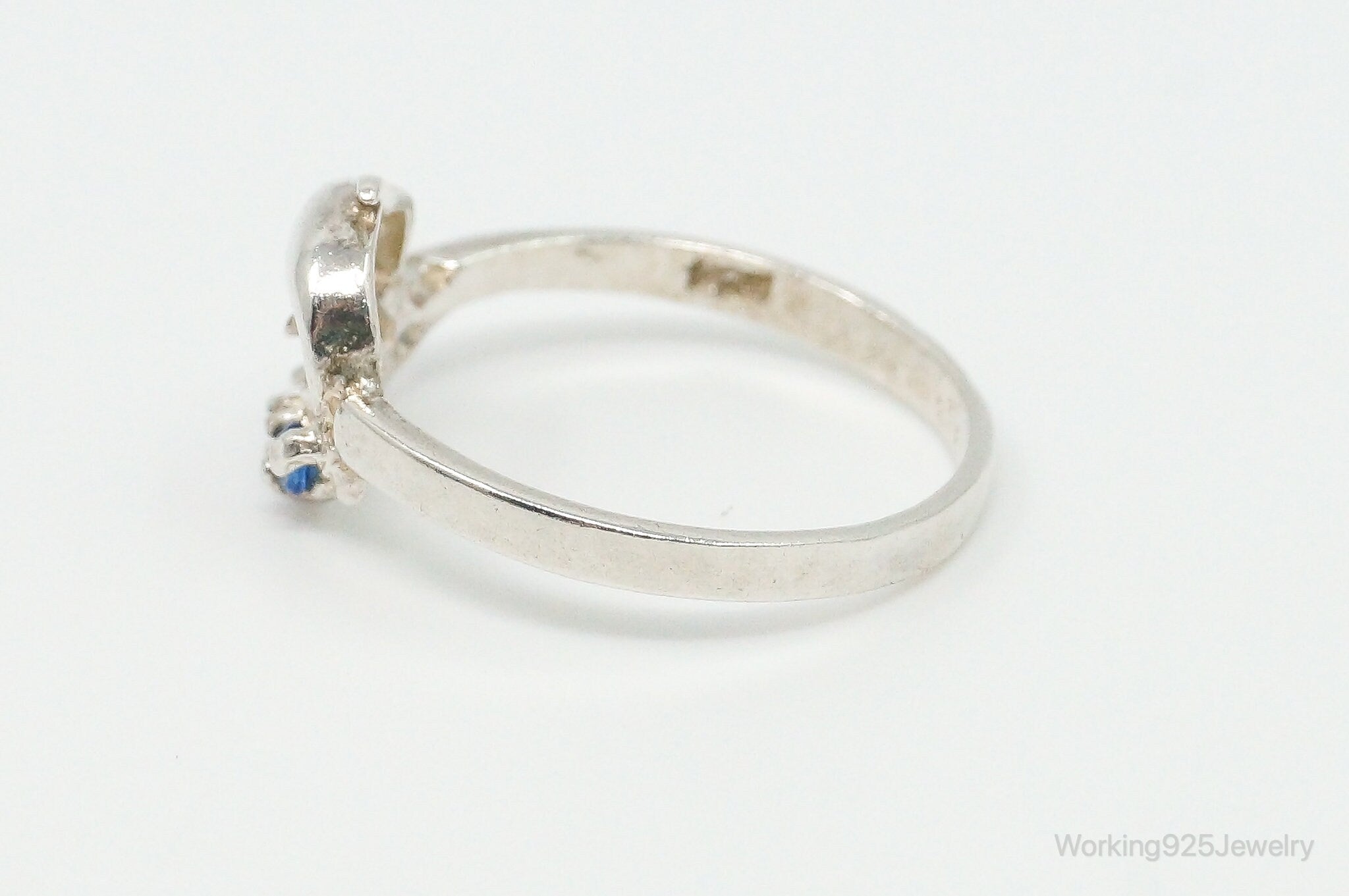 Blue Topaz Dolphin Sterling Silver Ring - Size 6.5