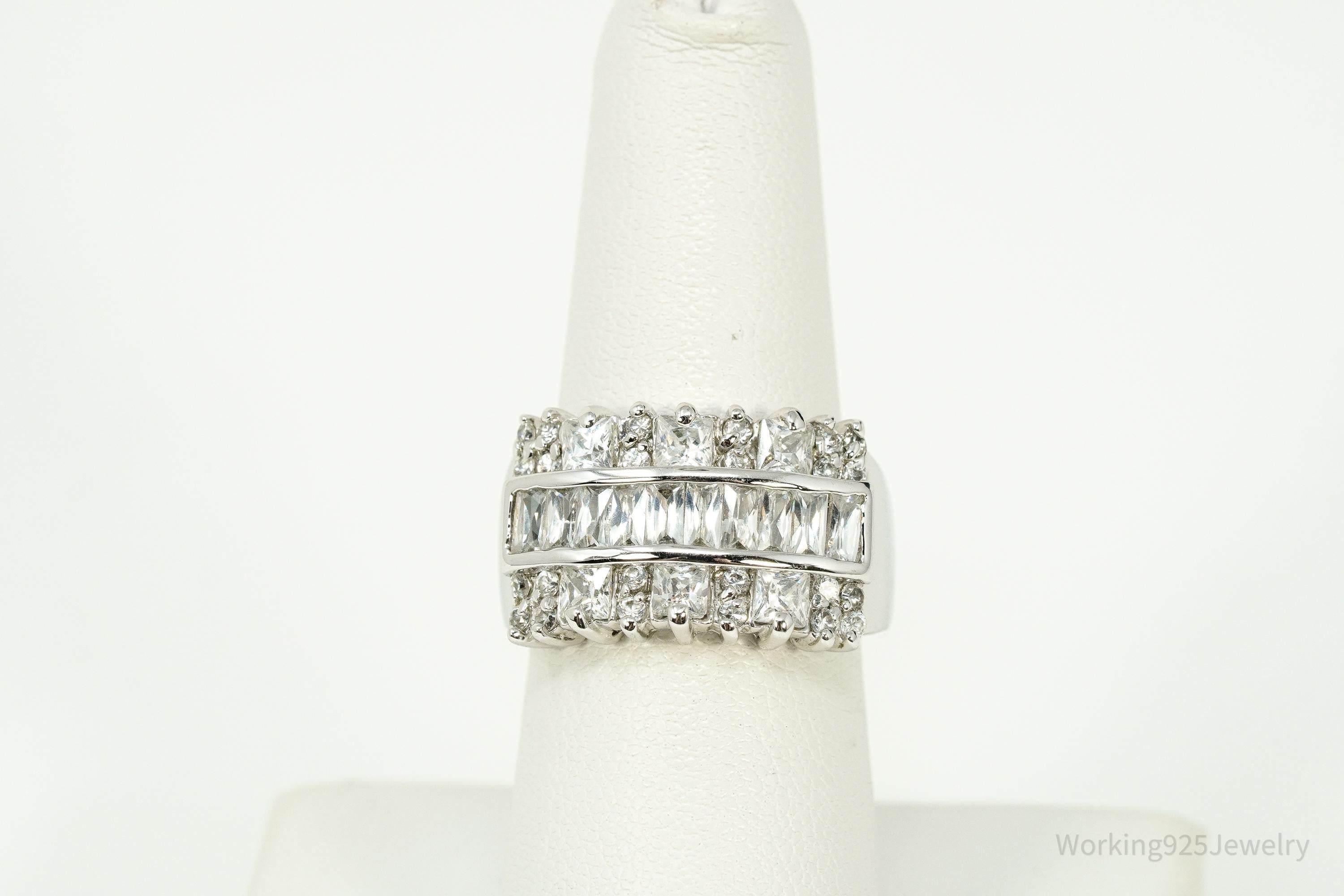 Vintage Cubic Zirconia Sterling Silver Ring - Size 7.25