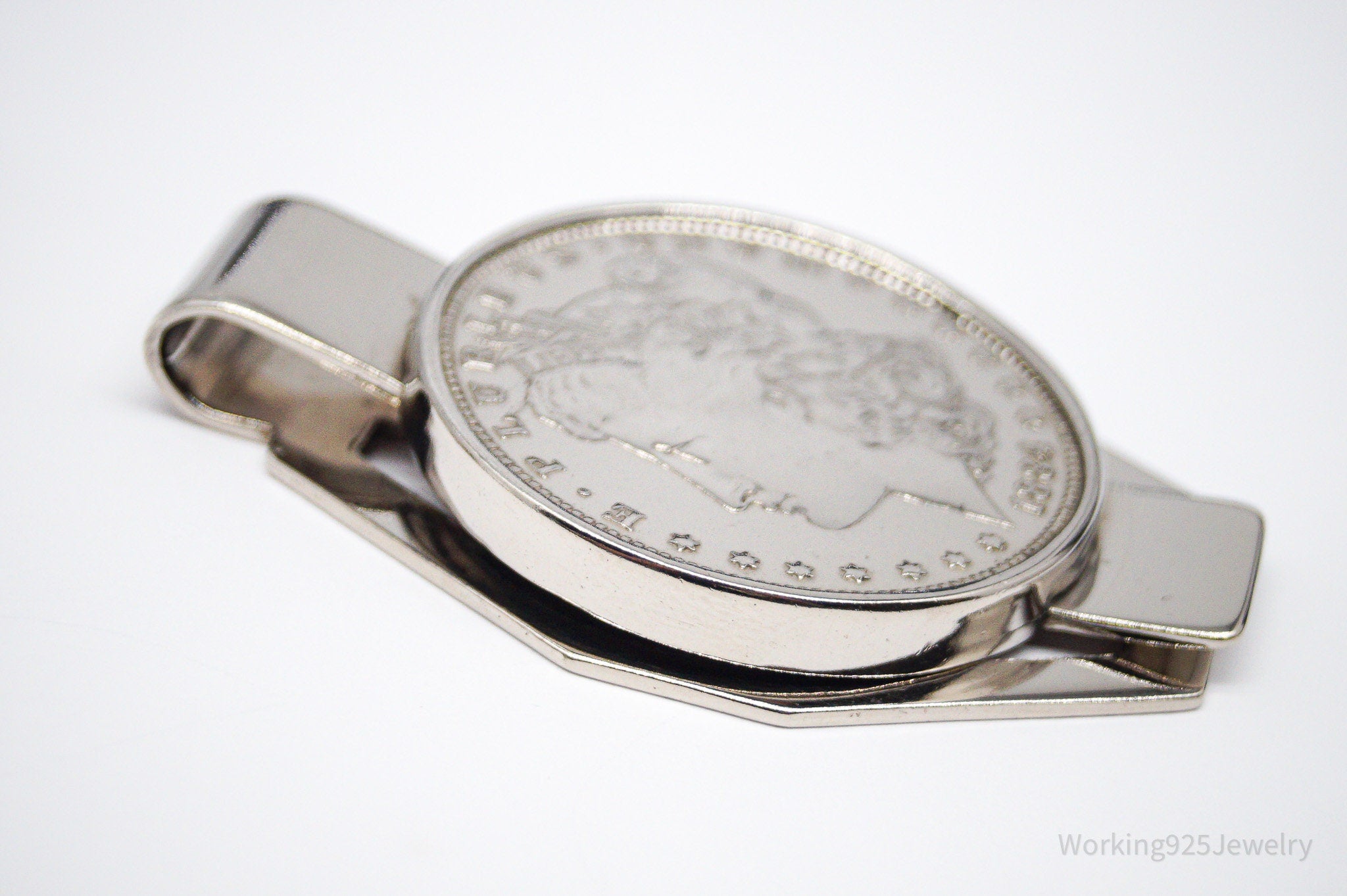 Antique 1884 Morgan Silver Dollar Coin Sterling Silver Money Clip