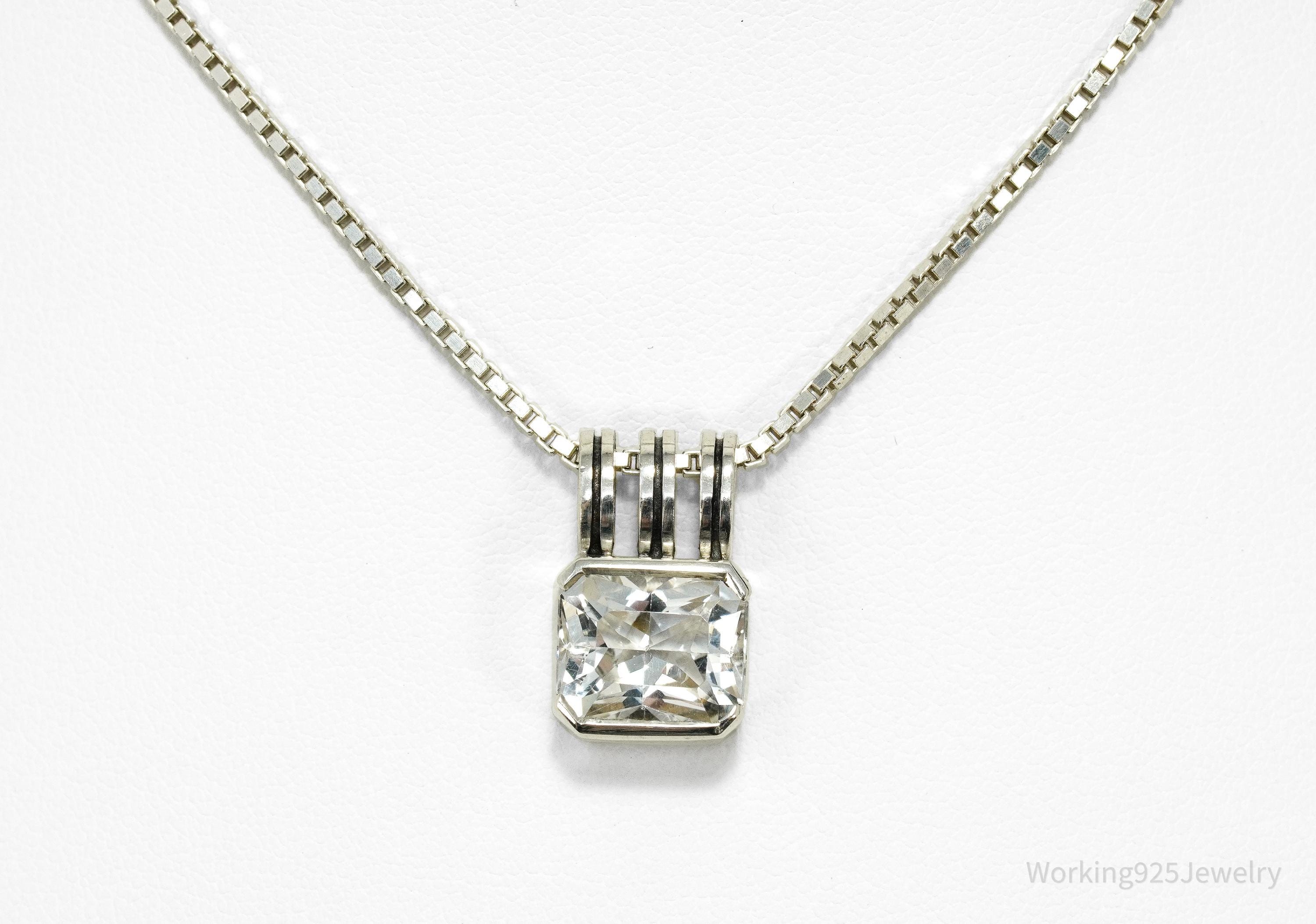 Vintage White Sapphire Sterling Silver Necklace 18"