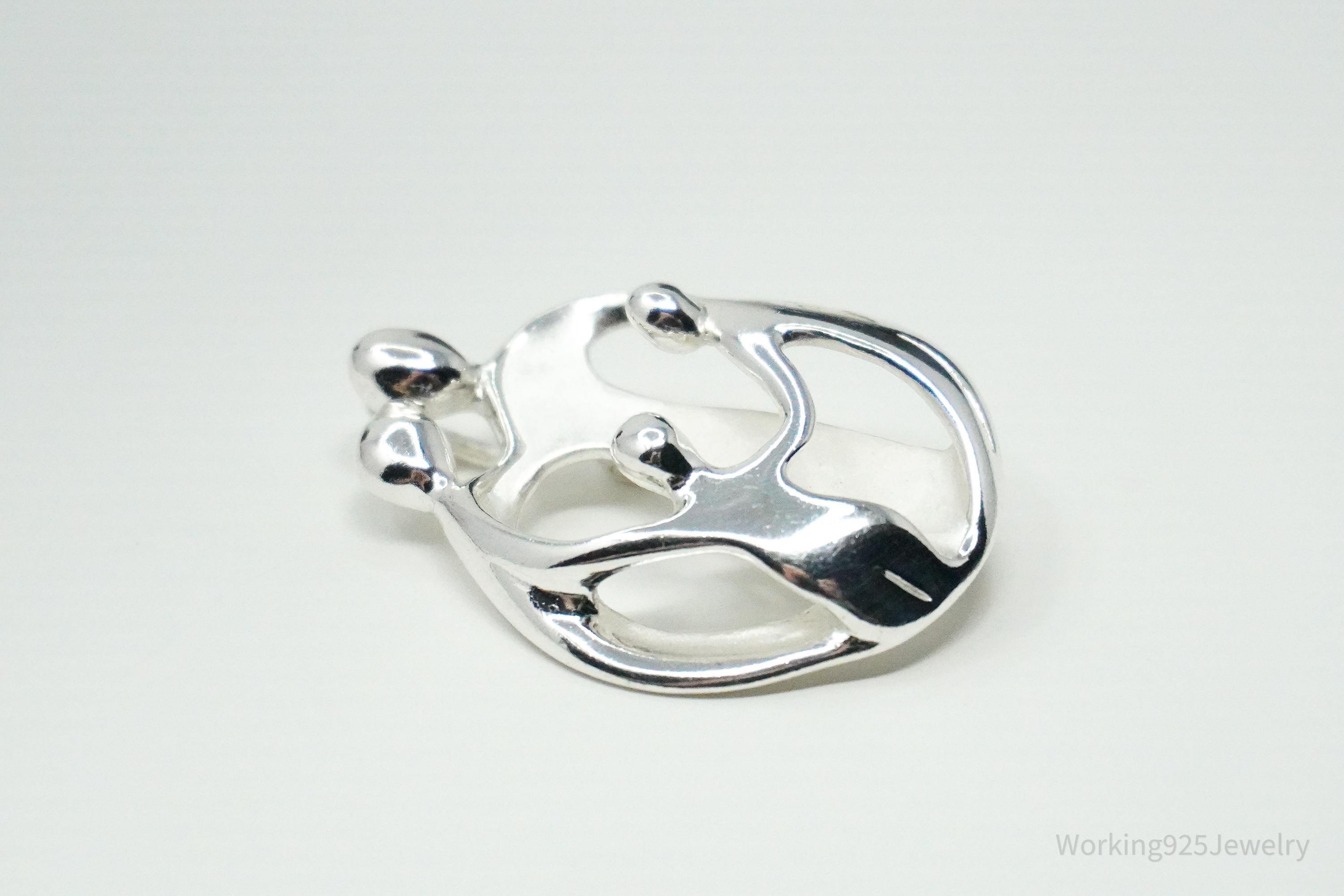 Vintage Carolyn Pollack Relios Loving Family Sterling Silver Brooch Pin Pendant
