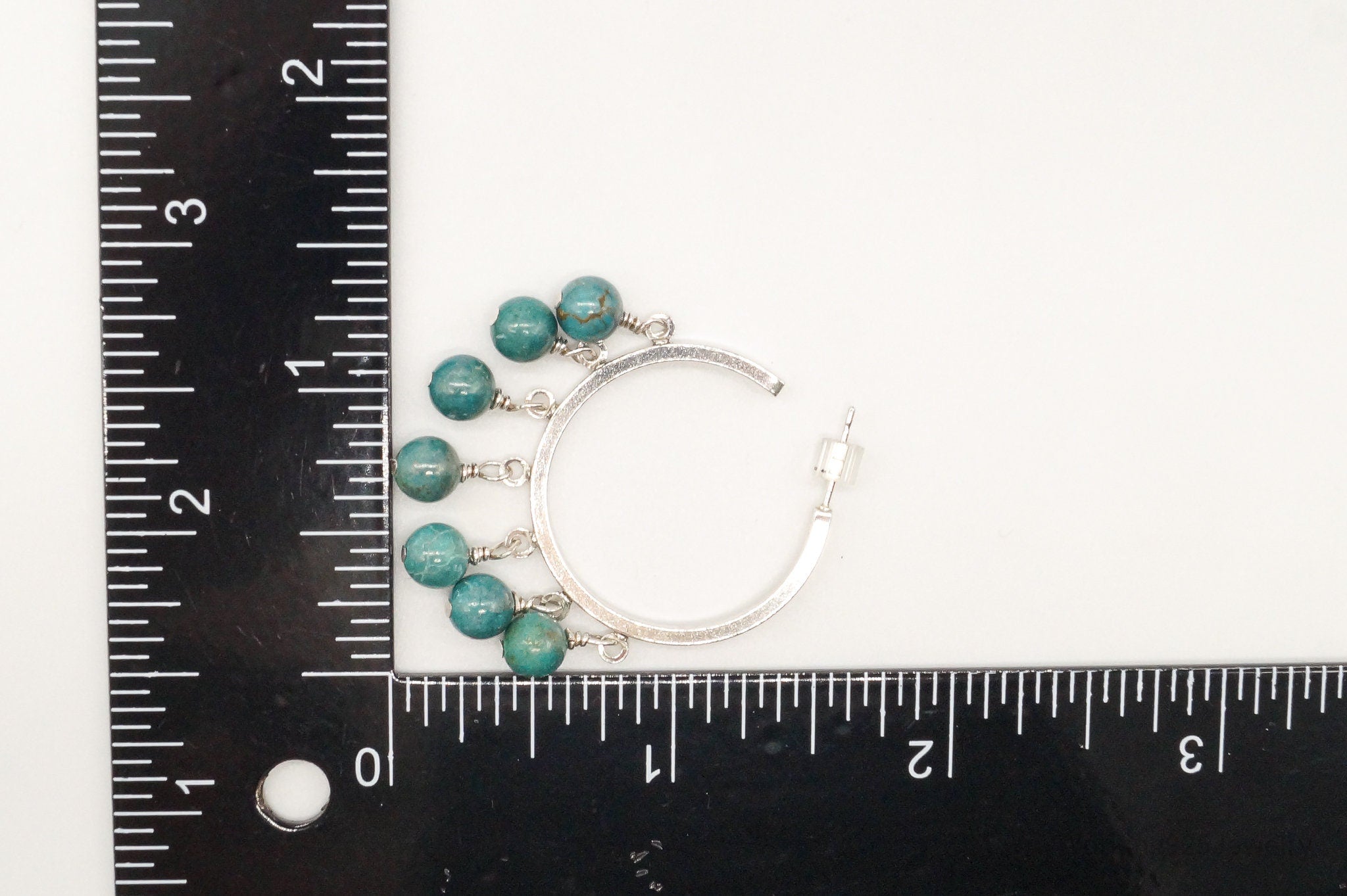 Vintage Western Style Turquoise Sterling Silver Hoop Earrings