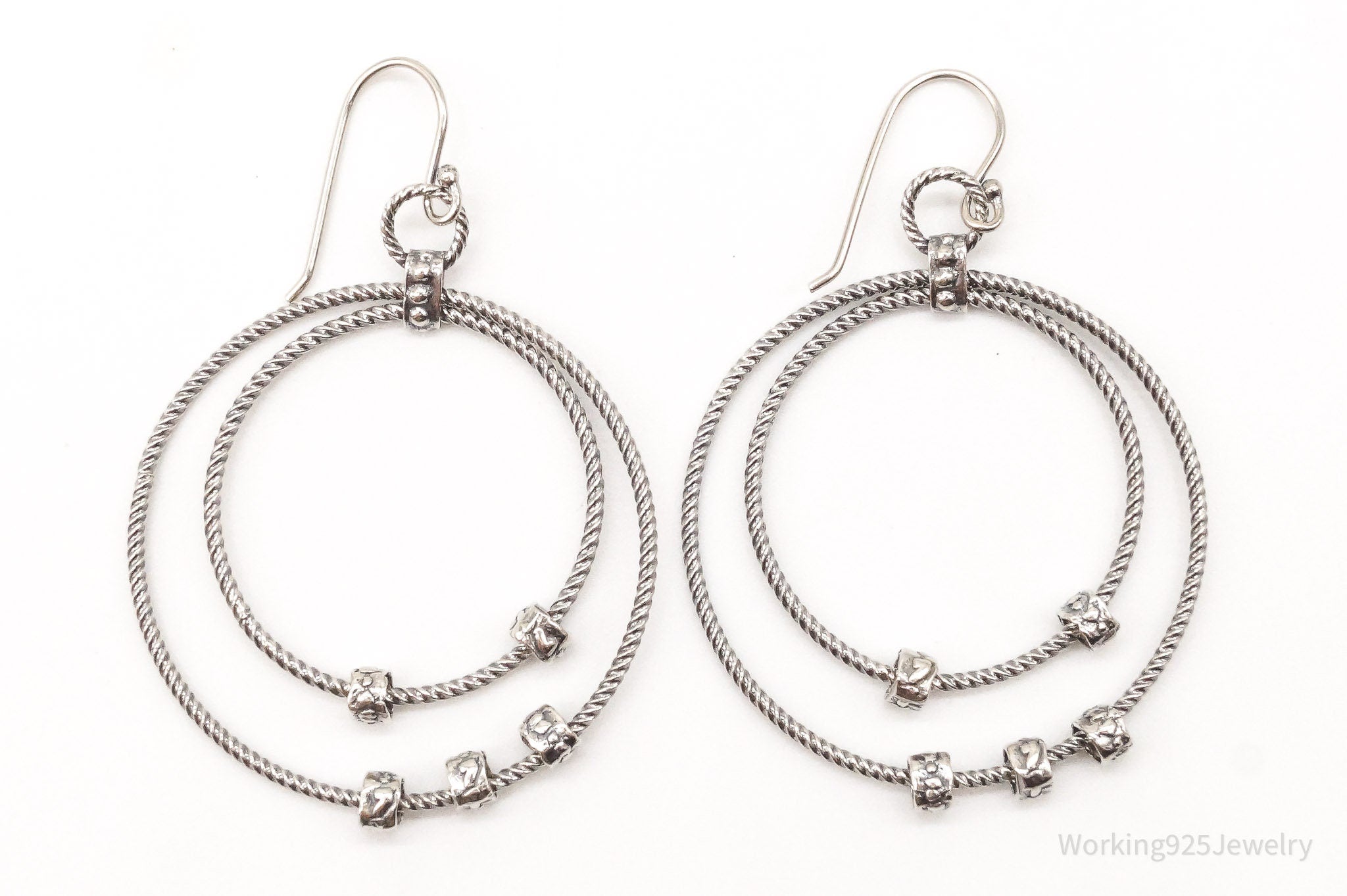 Vintage Designer Silpada Retired Double Rings Sterling Silver Earrings