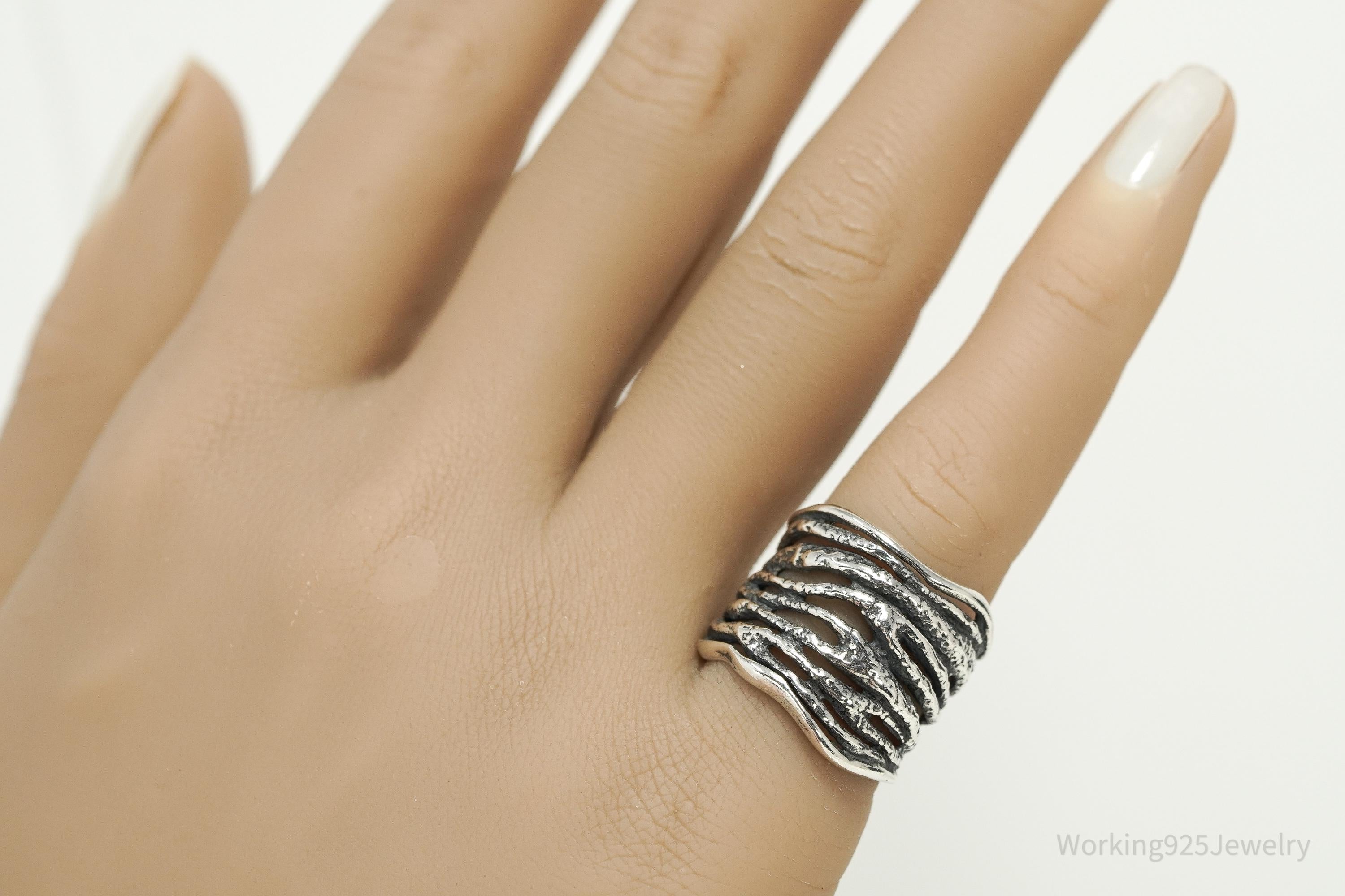 Vintage Shablool Didae Textured Sterling Silver Band Ring Size 6