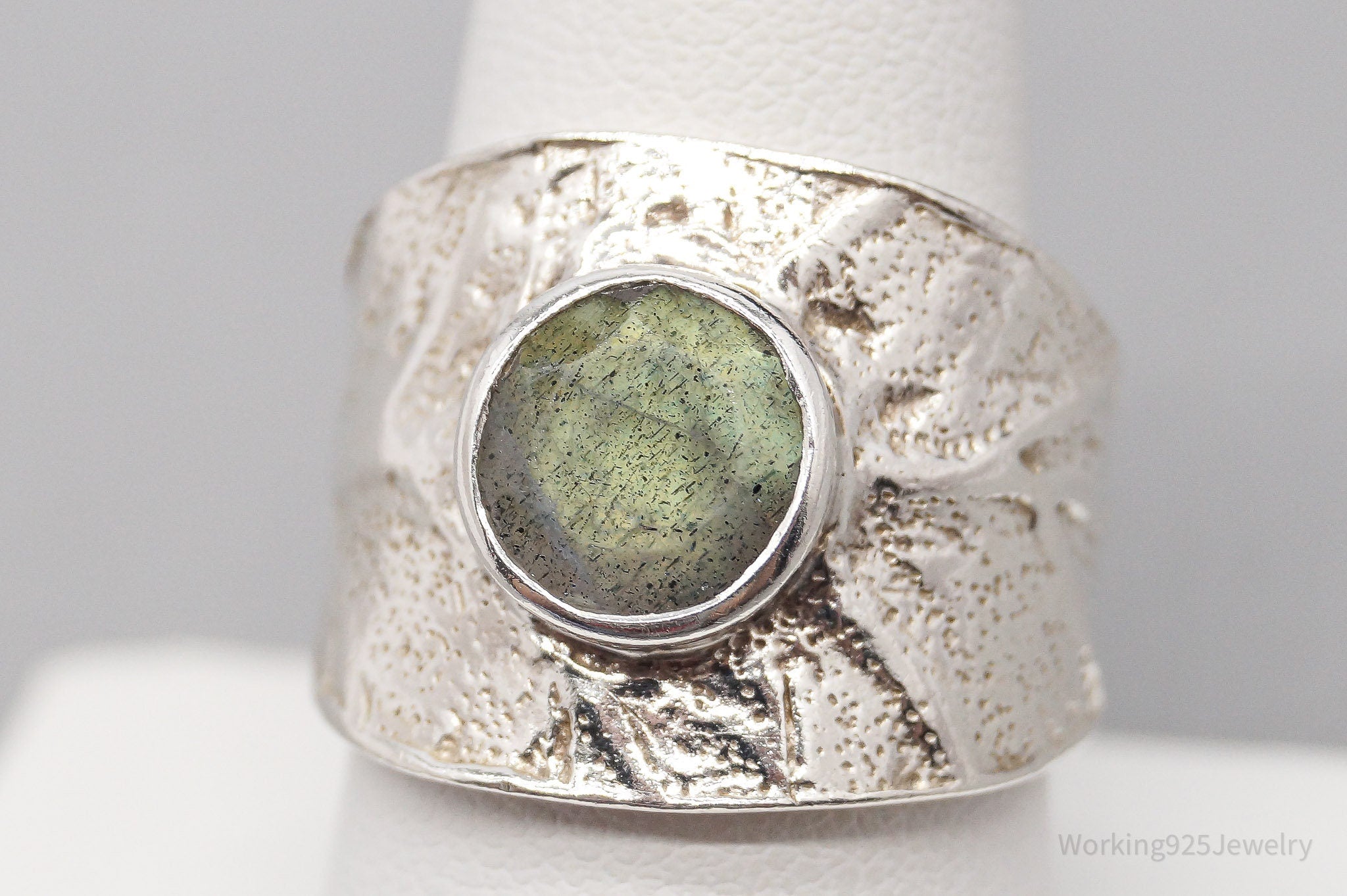 Vintage Labradorite Sterling Silver Ring - Size 8.75