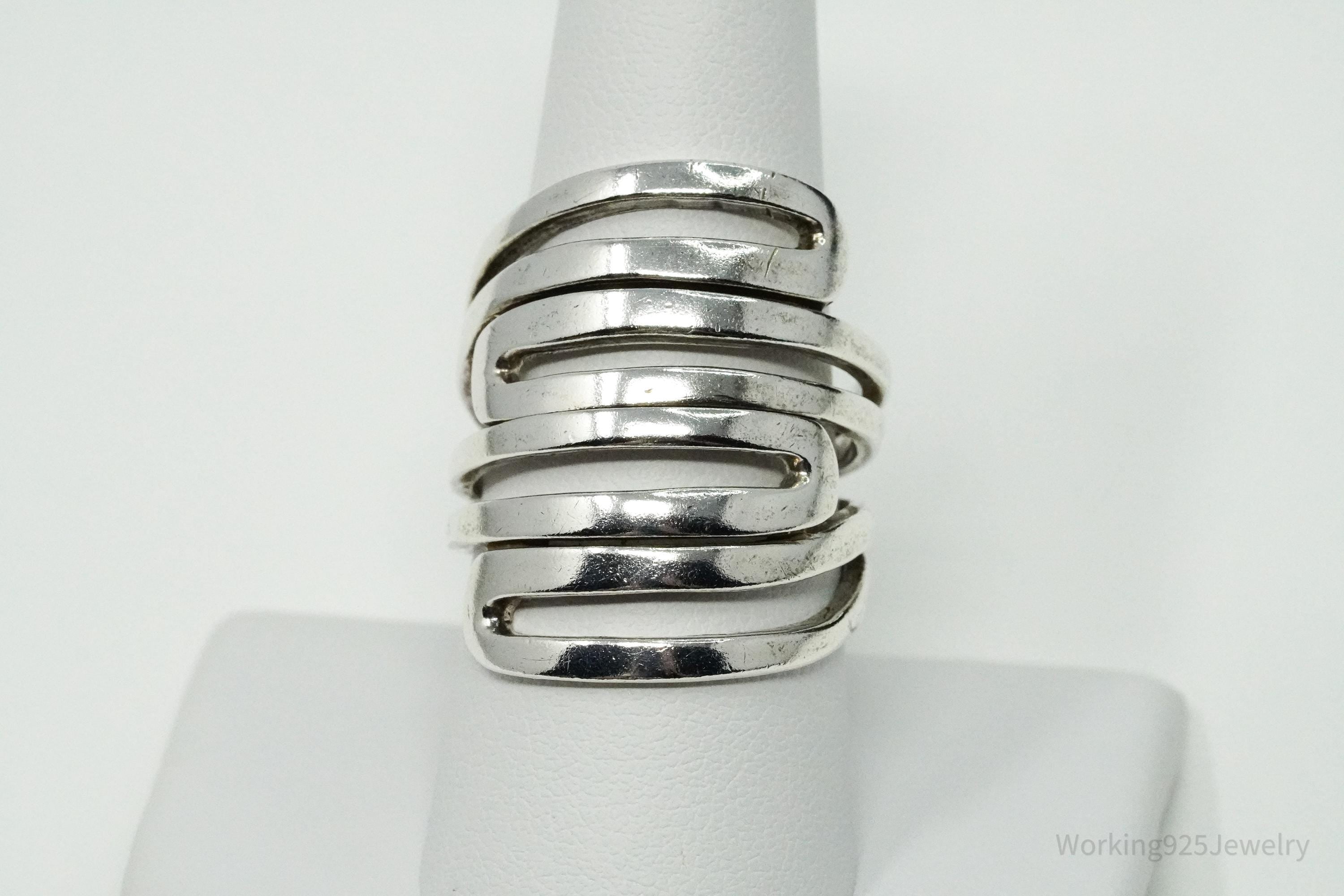 Vintage Designer Silpada "Maze" Modernist Style Sterling Silver Ring - Size 9.25