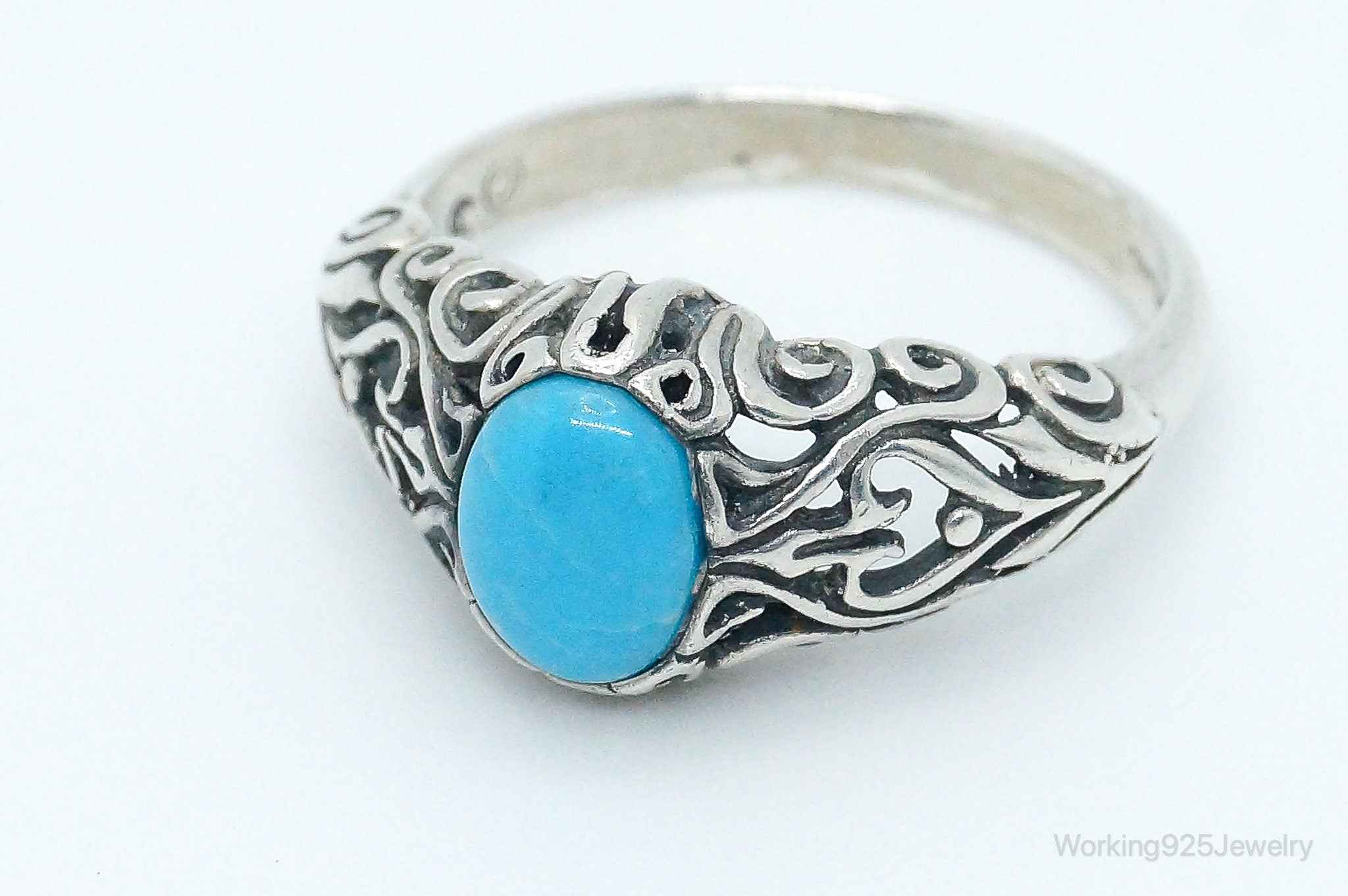 Vintage Turquoise Sterling Silver Ring - Size 9