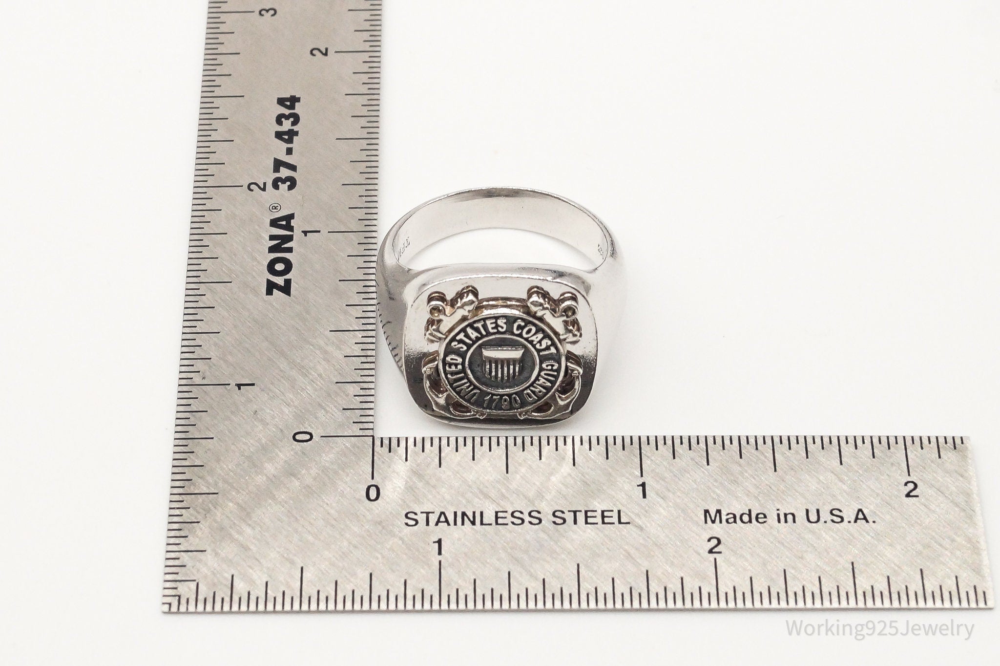 Vintage United States Coast Guard Sterling Silver Ring Size 11