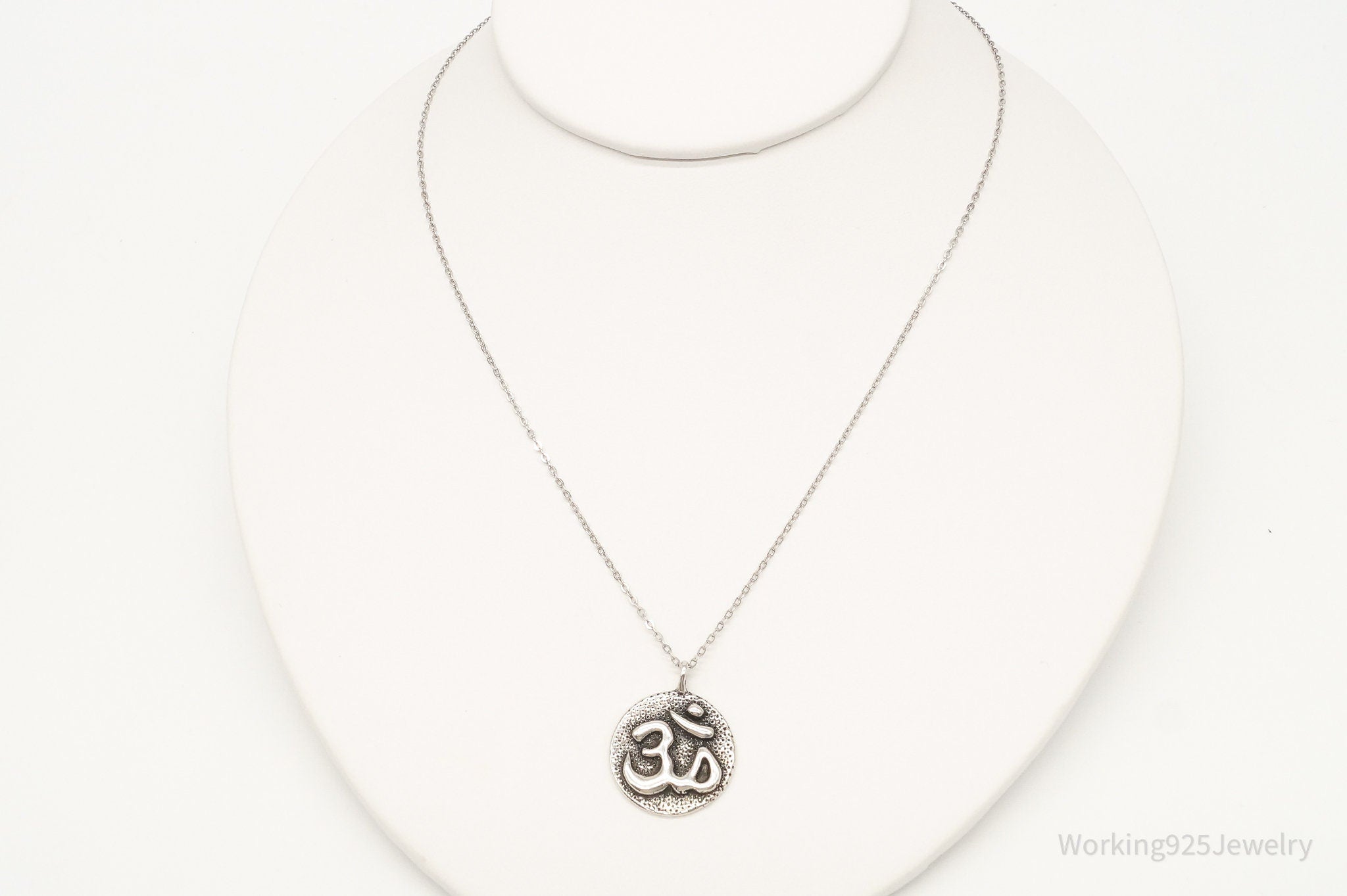 Vintage Om Symbol Sterling Silver Necklace