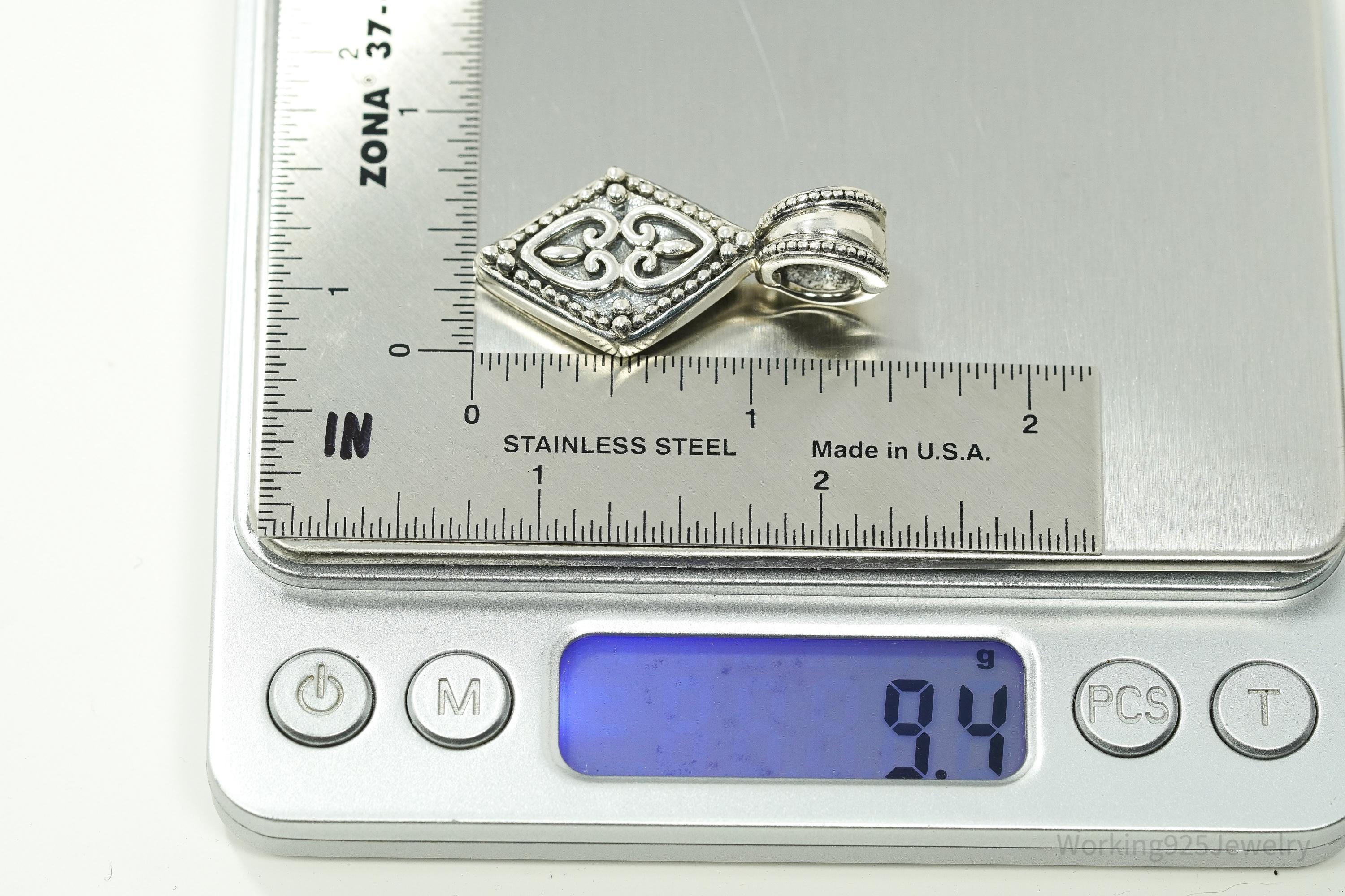 Vintage Sadye L Vassil SLV Filigree Ornate Sterling Silver Pendant 1.5"