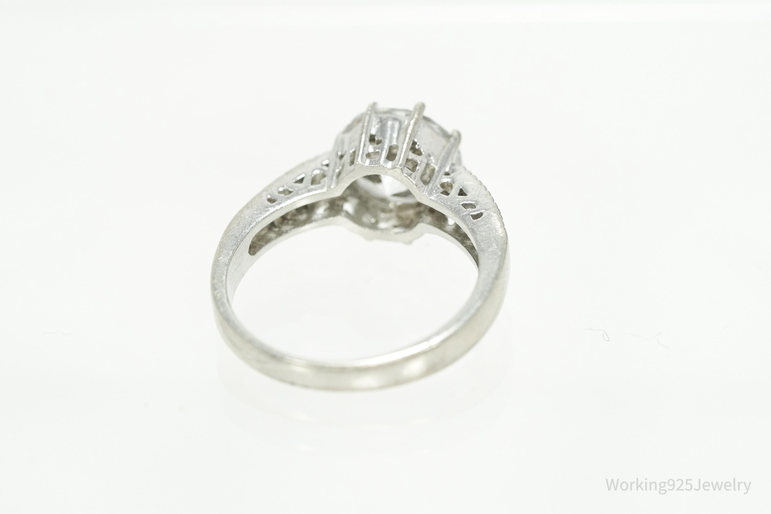 Vintage Cubic Zirconia Sterling Silver Ring Size 6.75