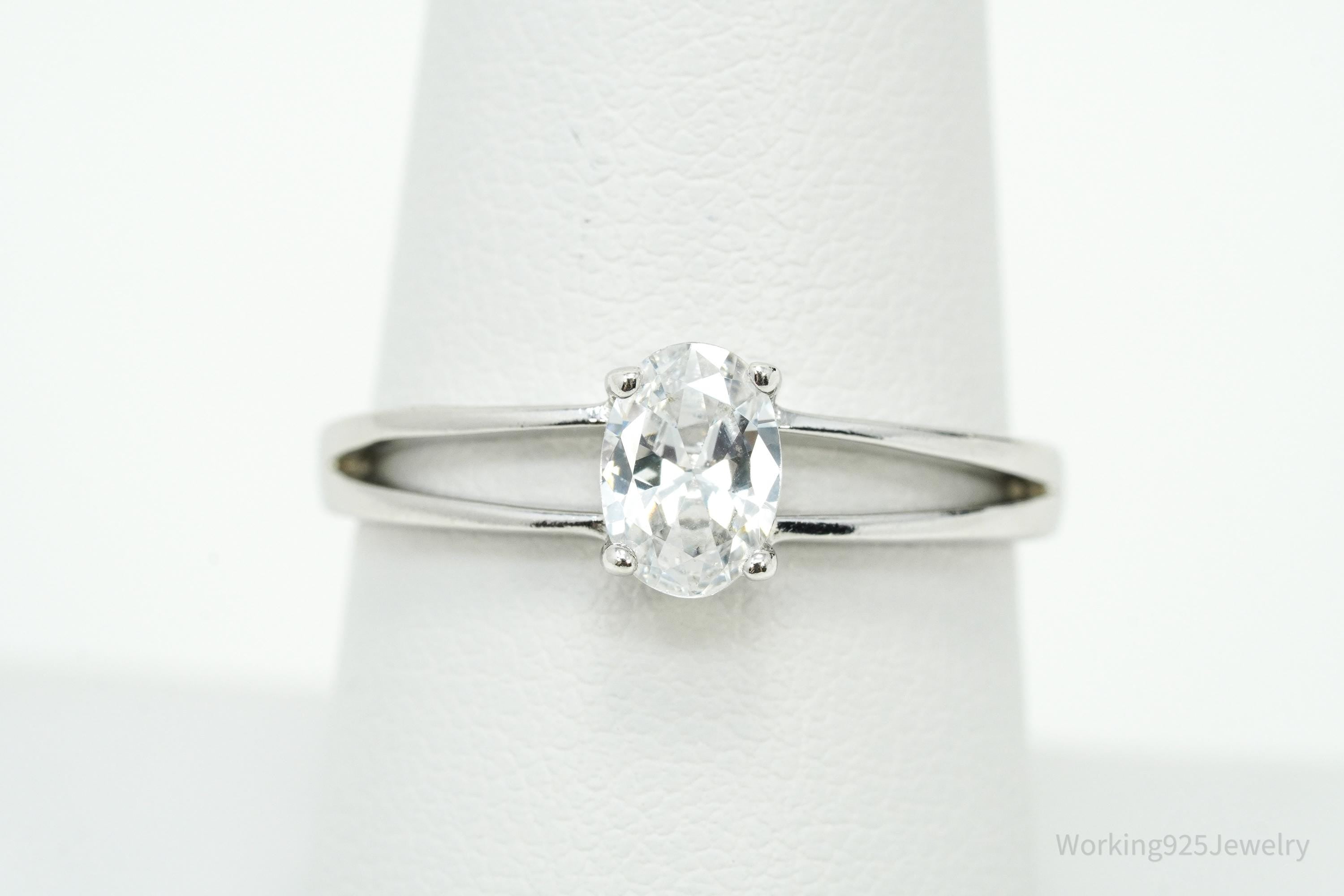 Vintage Cubic Zirconia Sterling Silver Ring - Size 8