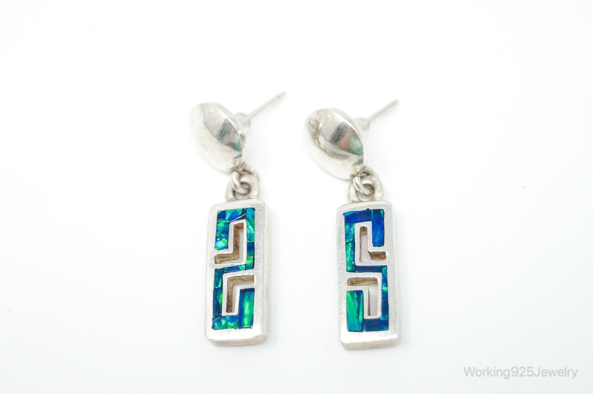 Vintage Mexico Opal Sterling Silver Southwestern Style Earrings