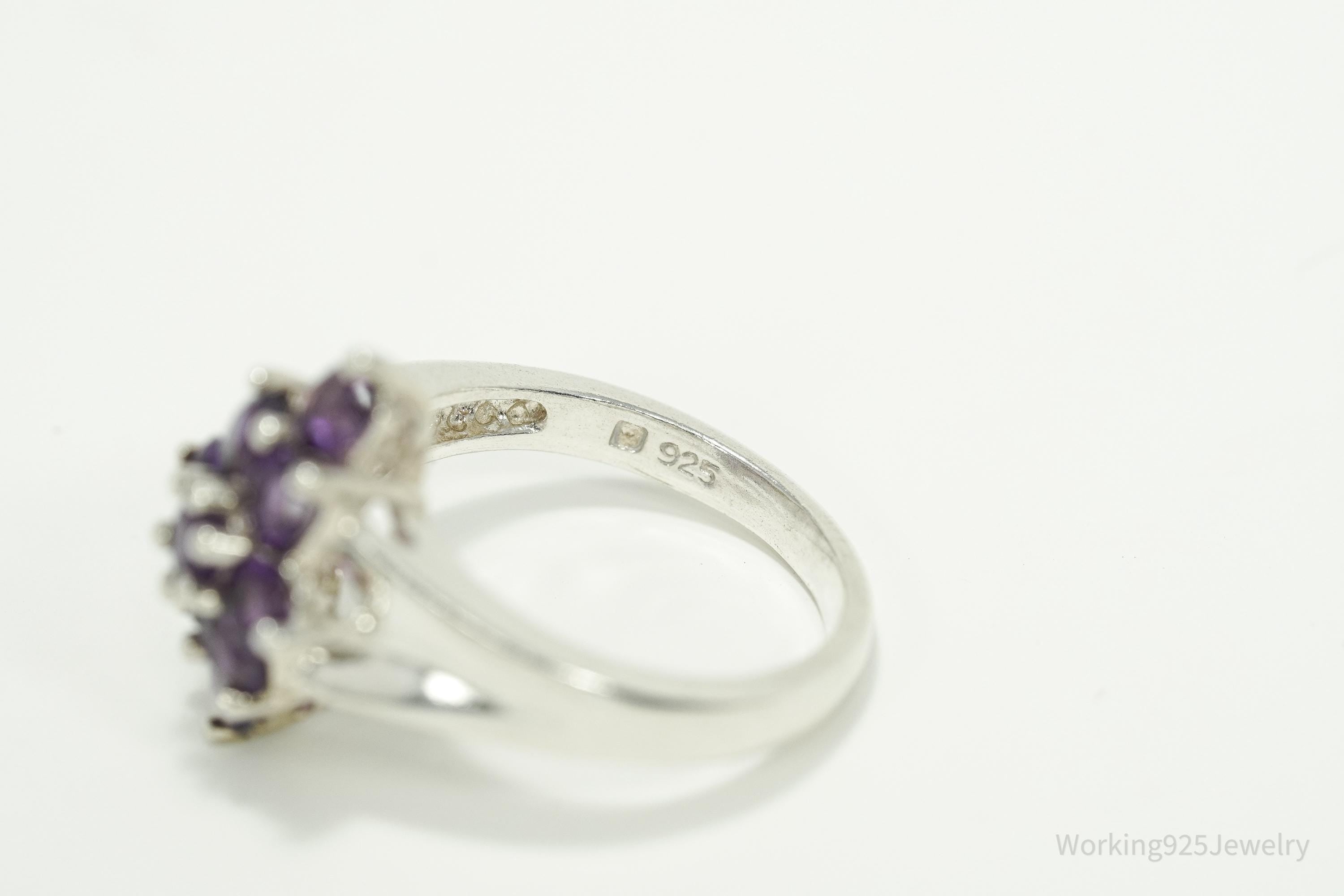 Vintage Amethyst Sterling Silver Ring - Size 6.75