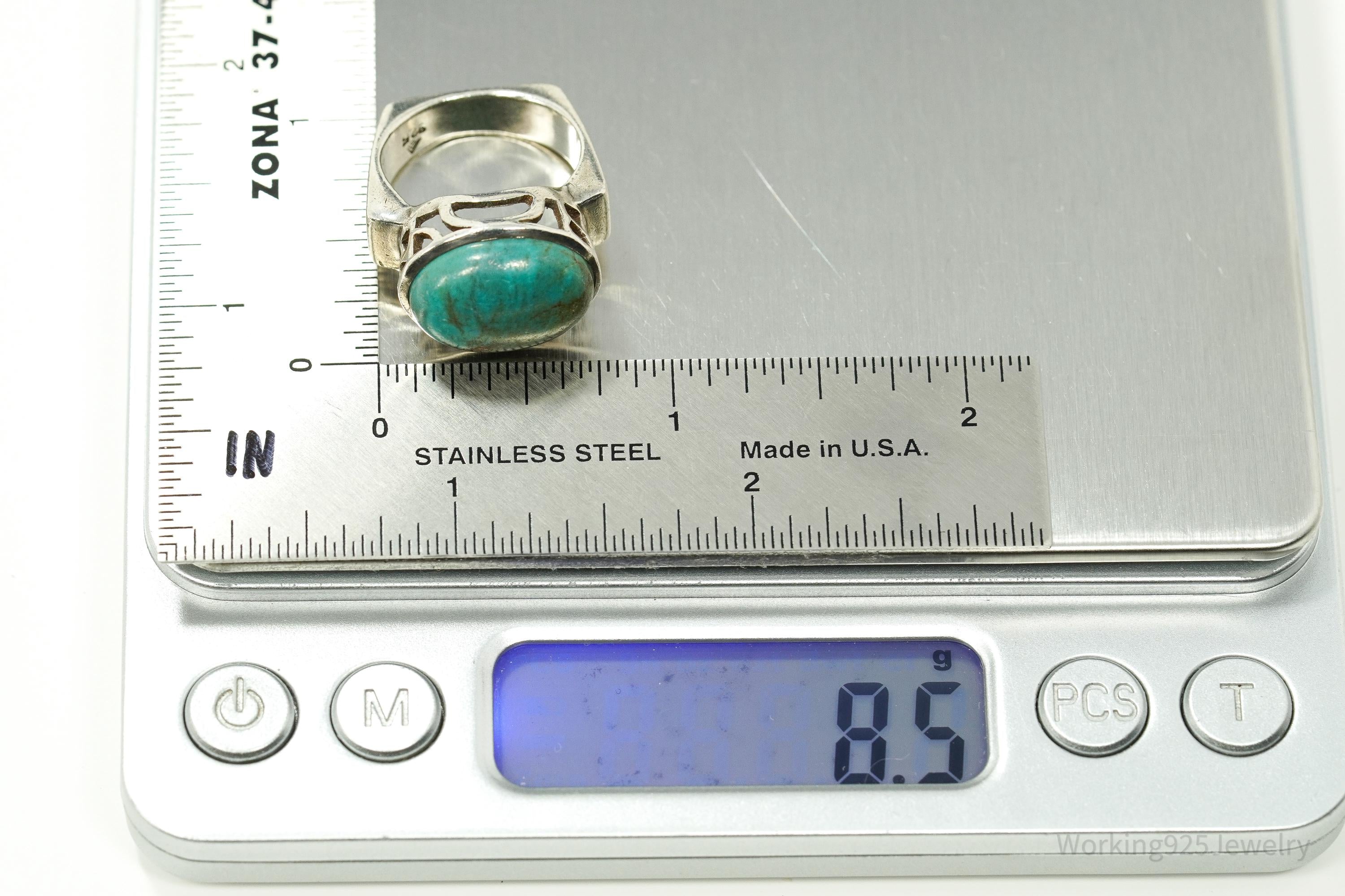 Vintage Designer Silpada Retired Turquoise Sterling Silver Ring - Size 6.25