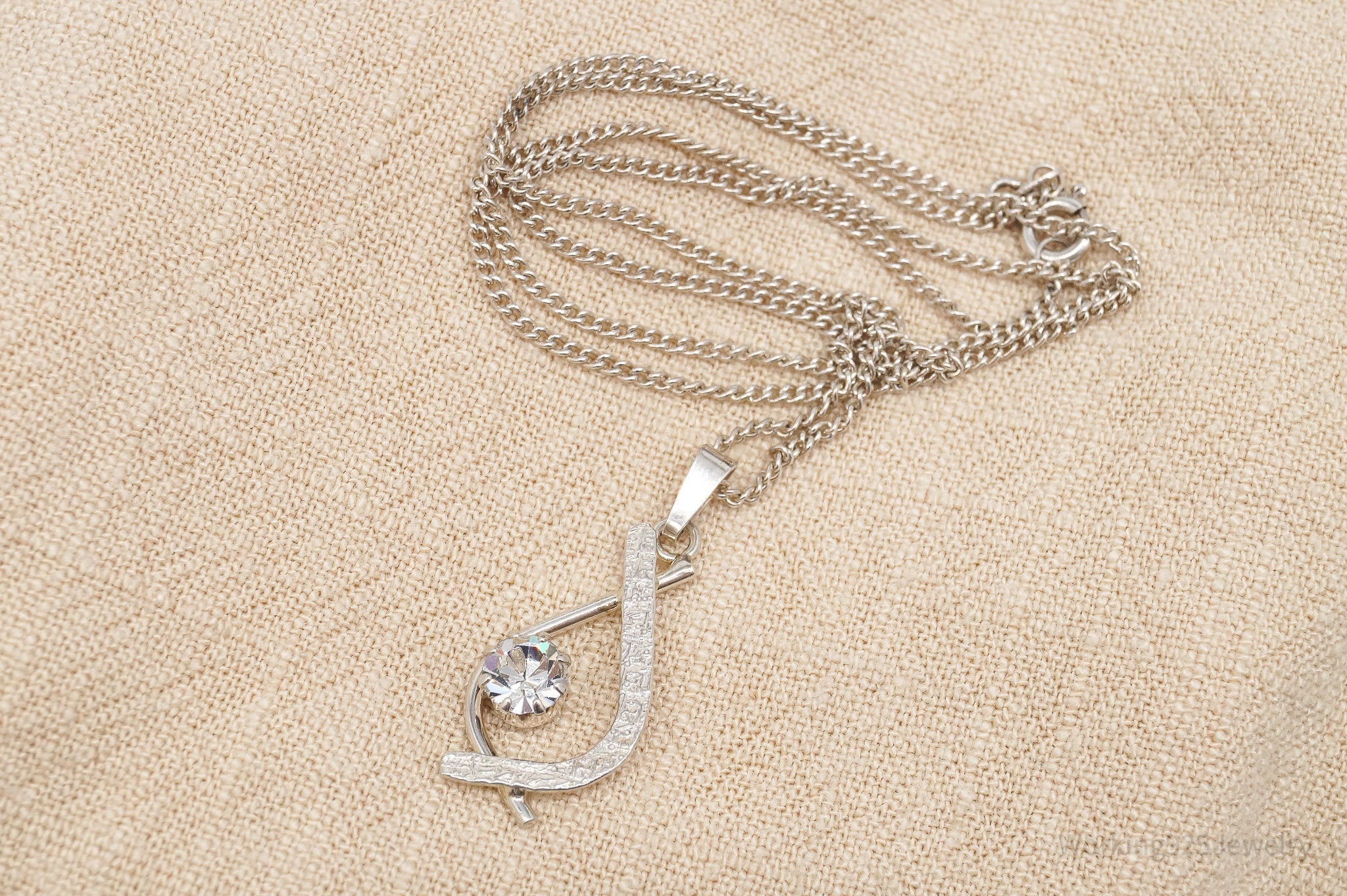 Rare Antique Modernist European Rhinestone 835 Silver Chain Necklace 17"'