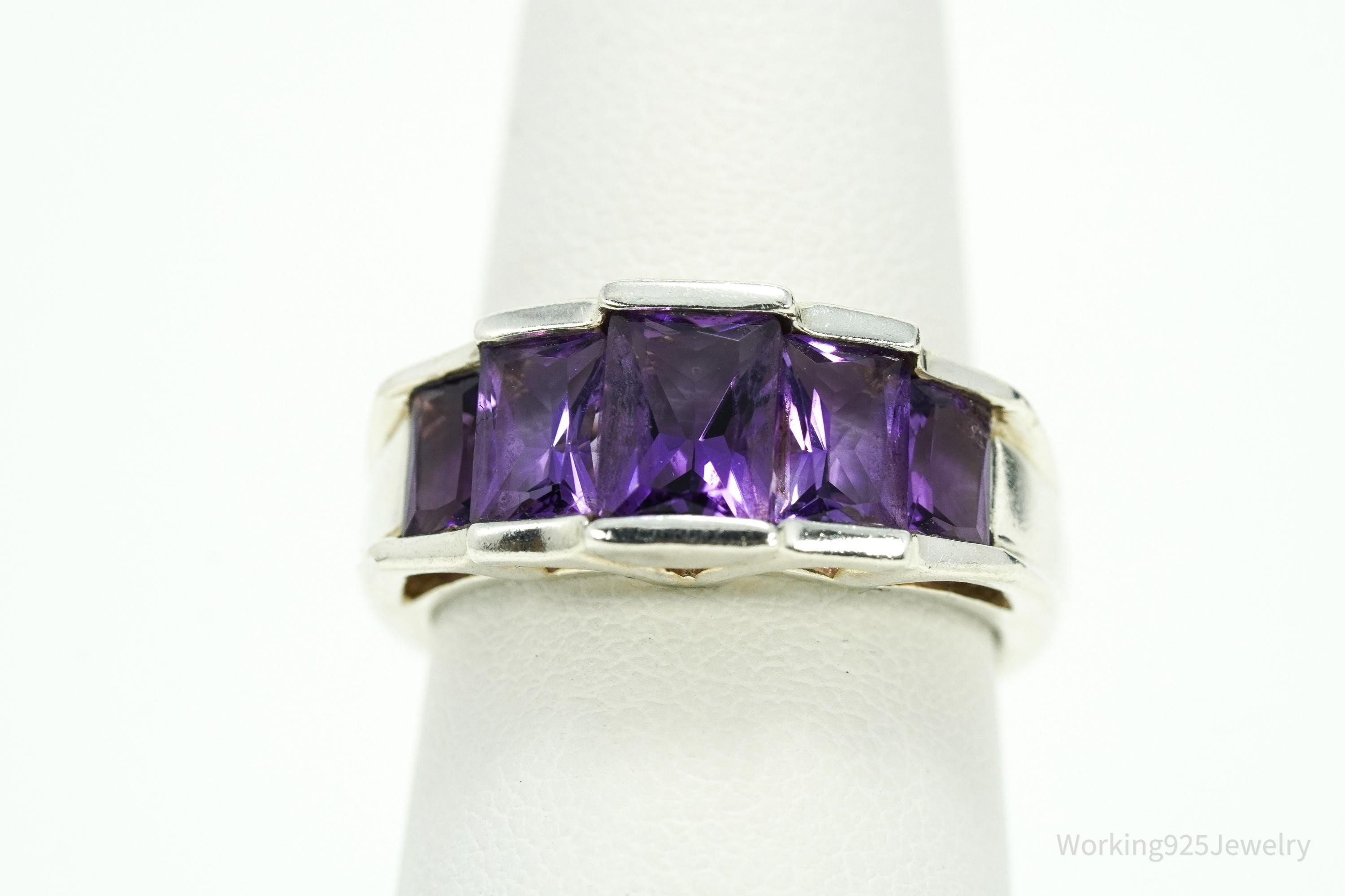 Vintage Amethyst Sterling Silver Ring - Size 6