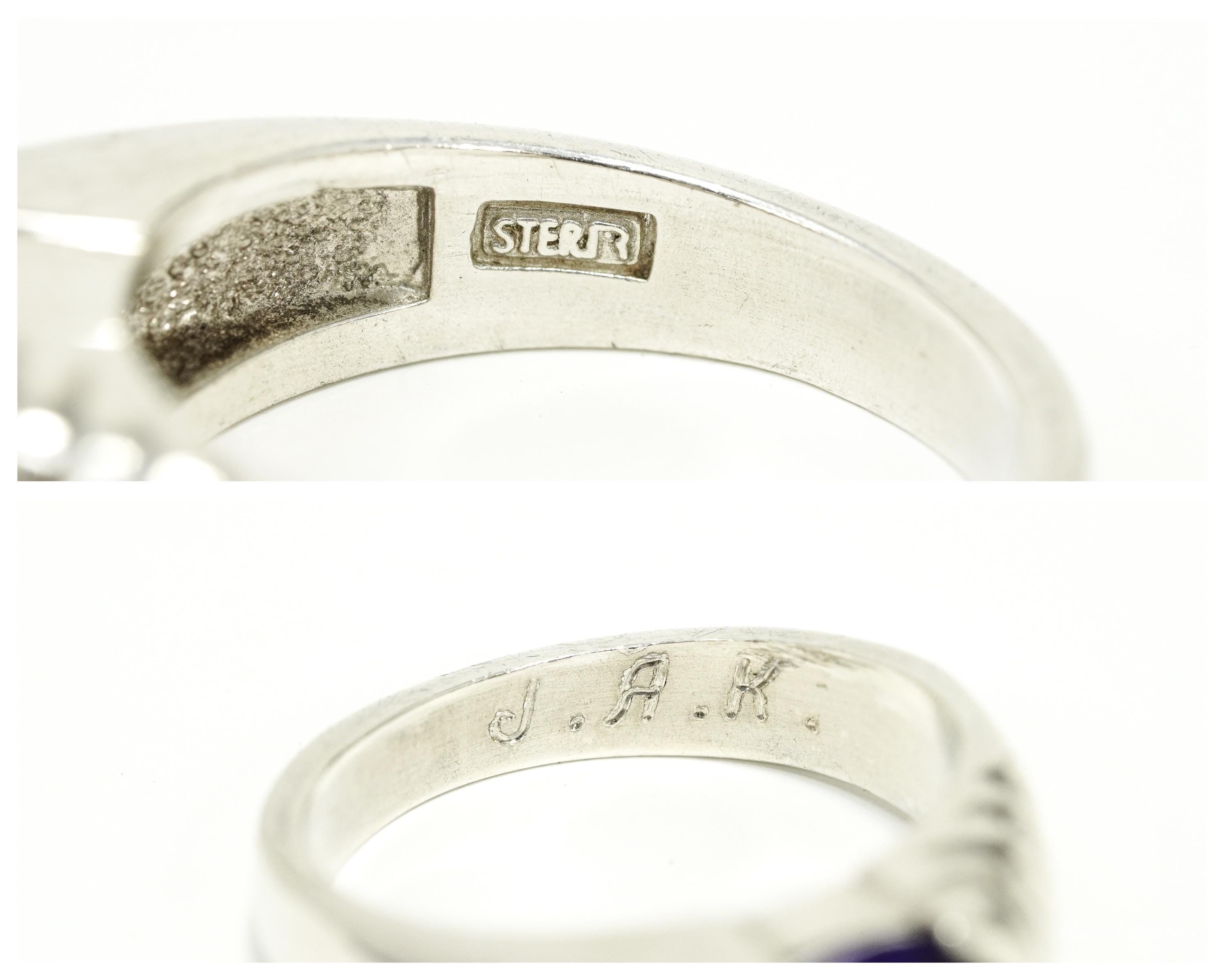 Vintage Purple Amethyst Sterling Silver Ring - Size 7.75